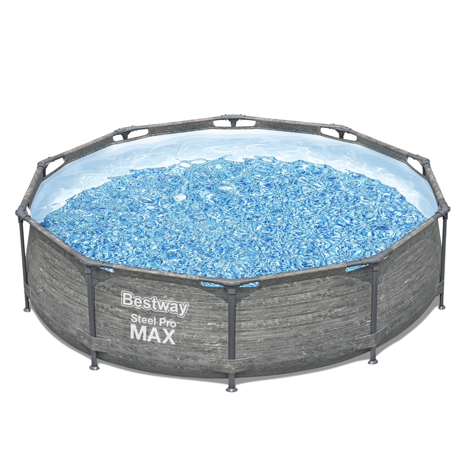 Bestway Steel Pro MAX 10' x 30" Above Ground Outdoor Swimming Pool Set, Gray