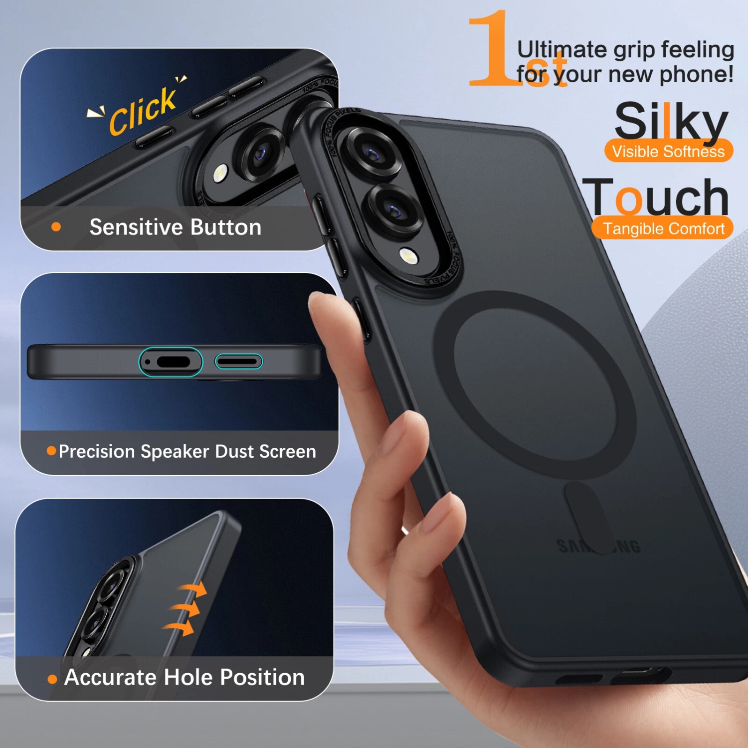 [CS] Étui magnétique en silicone mat pour Samsung Galaxy S25 Edge, noir