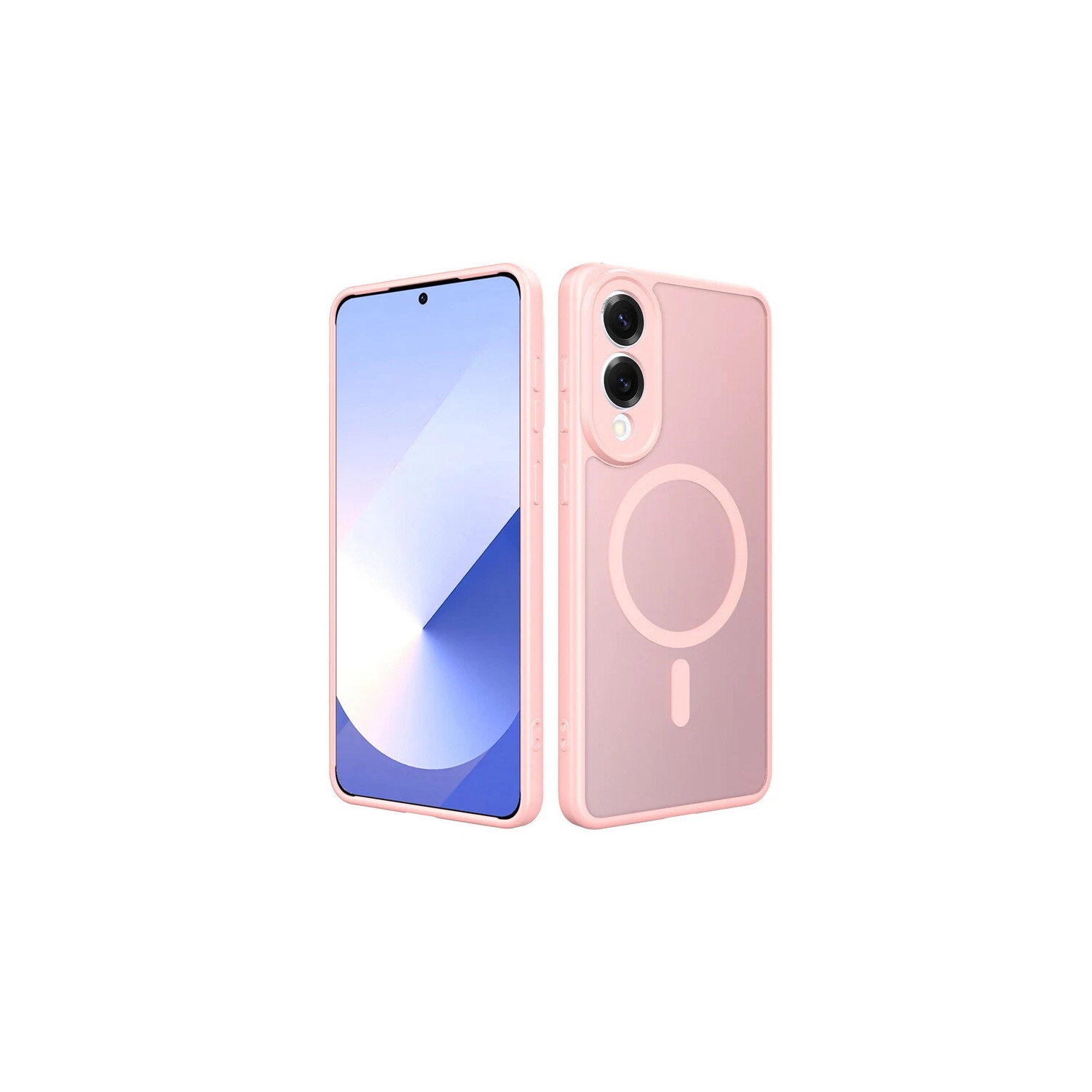 [CS] Matte Silicone Hybrid Magnetic MagSafe Case Cover for Samsung Galaxy S25 Edge, Rose Gold