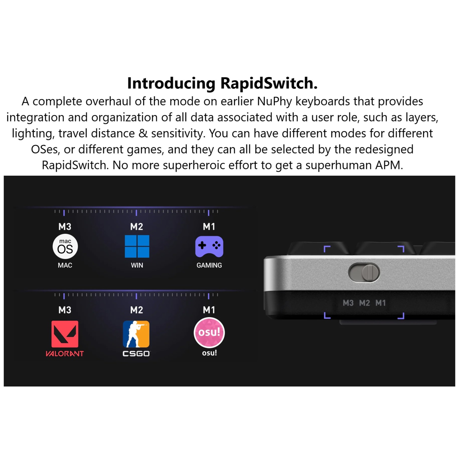 NuPhy Air60 HE RGB Low Profile Hotswap Wired Mechanical Gaming Keyboard – 60% Layout , Magnetic Jade PRO Switches – Compatible with Windows,iOS,macOS