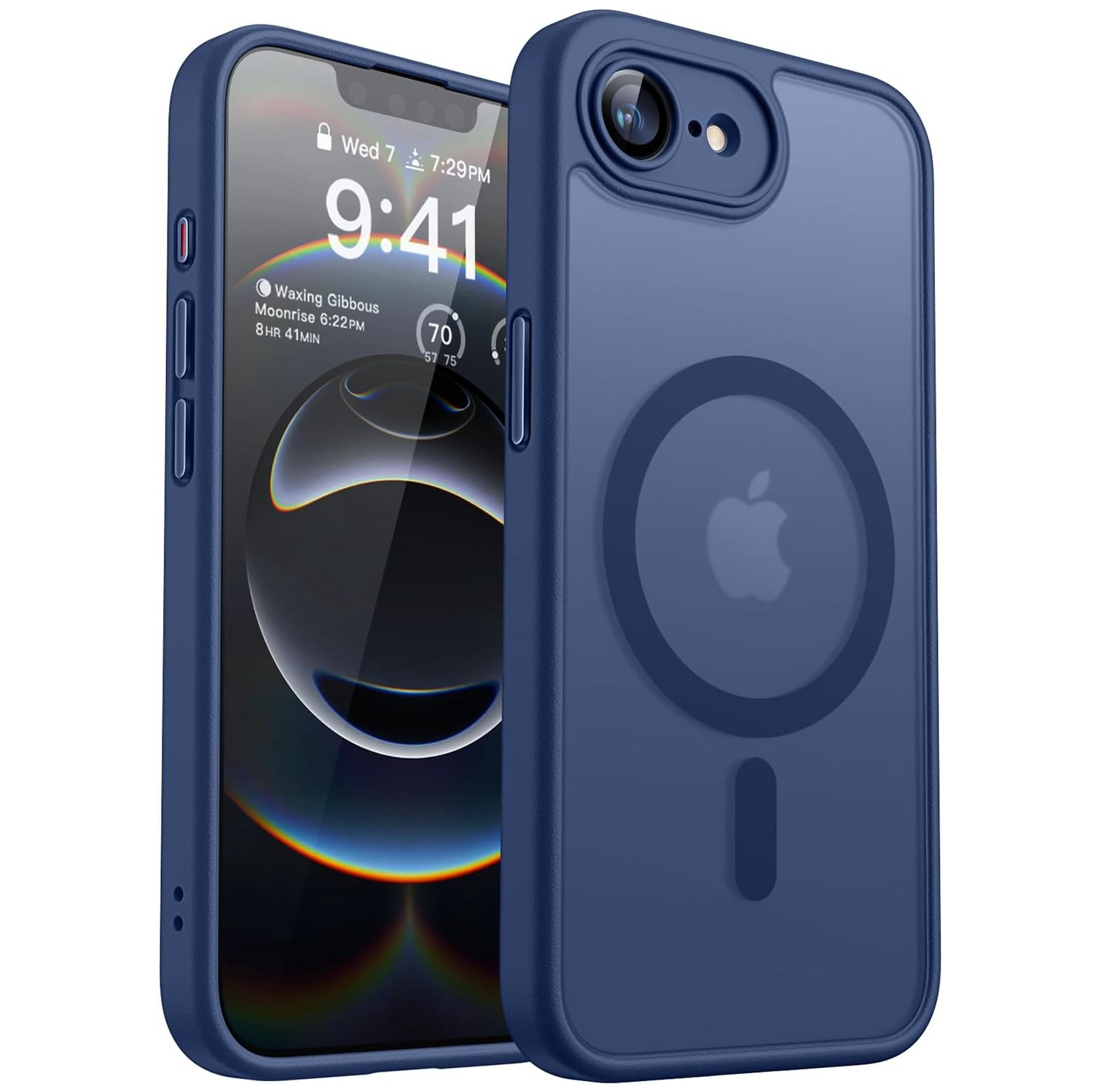 [CS] Étui magnétique en silicone mat avec MagSafe pour iPhone 16e, bleu marine