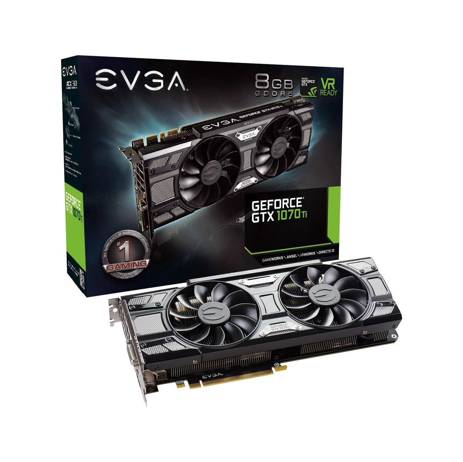 Open Box - EVGA GeForce GTX 1070 Ti SC Gaming ACX 3.0 Black Edition, 8GB GDDR5, EVGA OCX Scanner OC 08G-P4-5671-KR