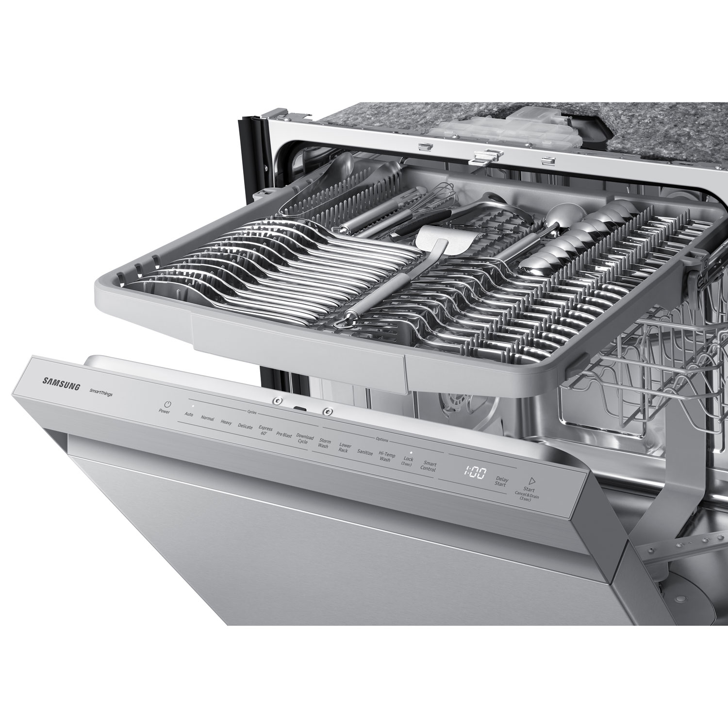 Lave-vaisselle encastrable 24 po 46 dB avec troisième panier de Samsung - Inox