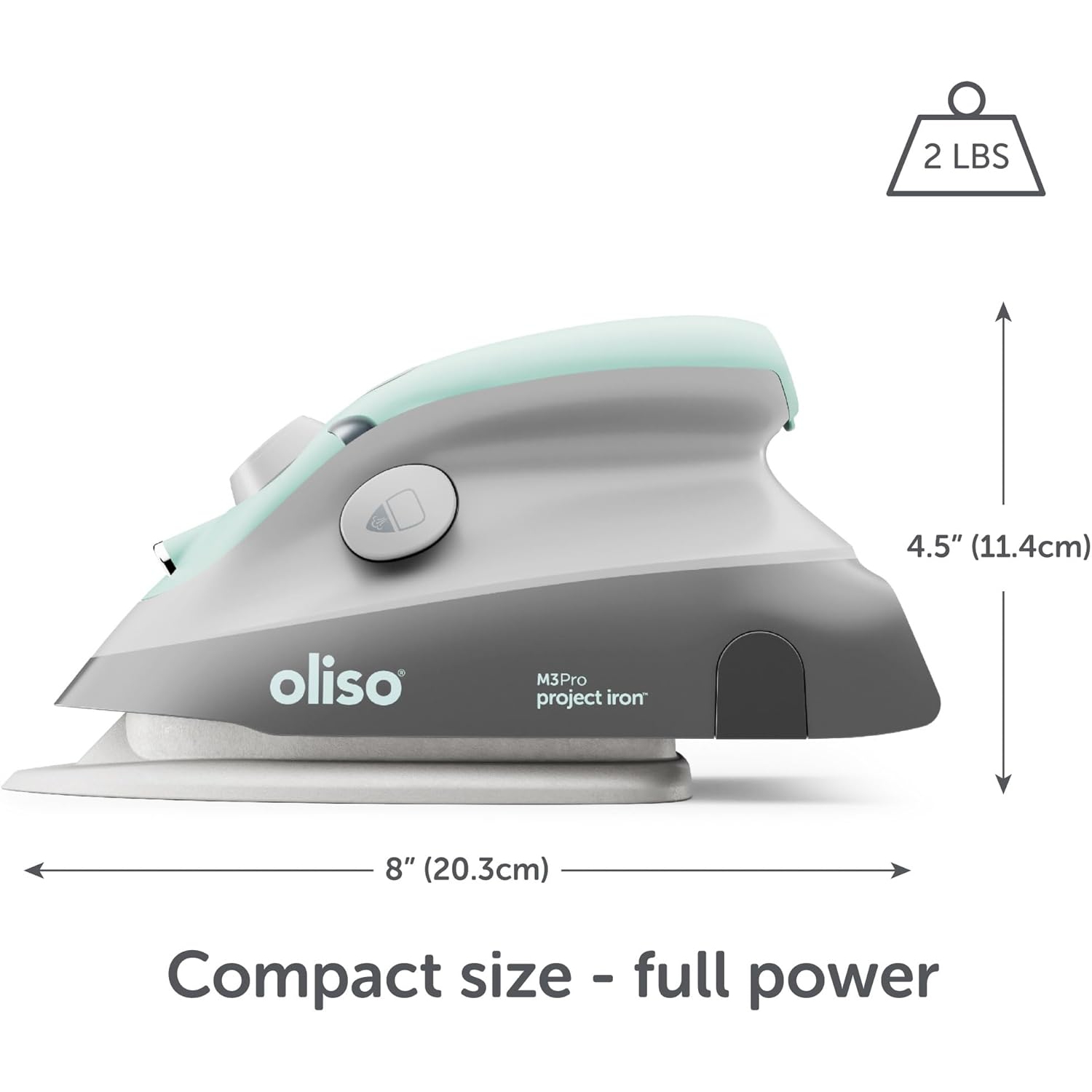 Oliso M3Pro Project Steam Iron with Solemate - 1000W, Ceramic Soleplate, Steam On Demand, Auto Shutoff, Dual Voltage, Aqua