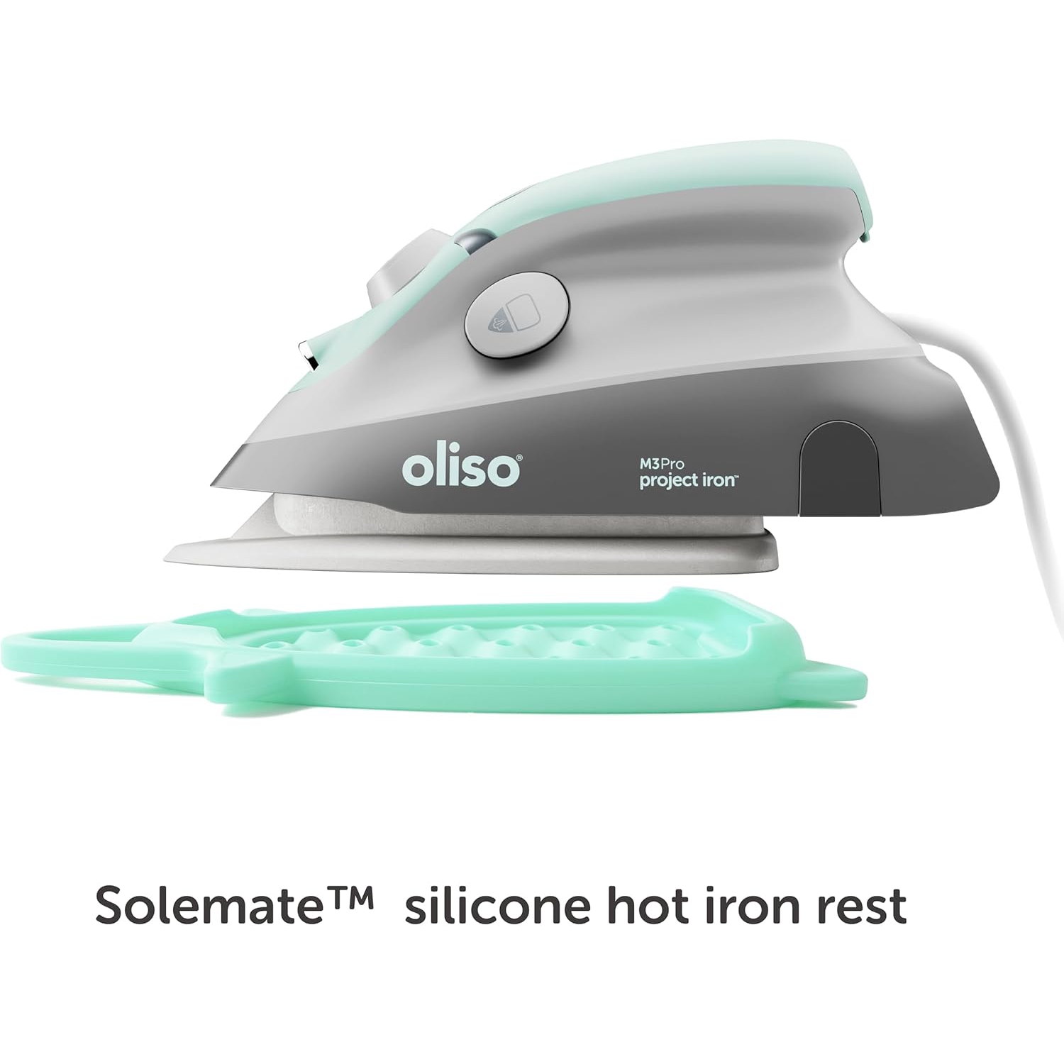 Oliso M3Pro Project Steam Iron with Solemate - 1000W, Ceramic Soleplate, Steam On Demand, Auto Shutoff, Dual Voltage, Aqua