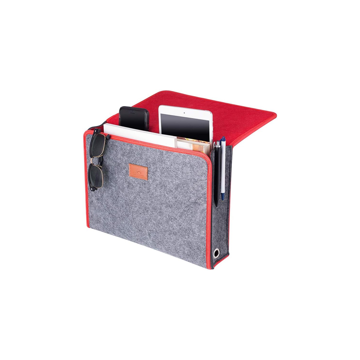 SANDBANKS DESIGNS: Bedside Storage Caddy Organizer - For Under Mattress in Bedroom, Dorm, Hospital, Bunk, Couch, Table - Macbook, Books, iPhone,