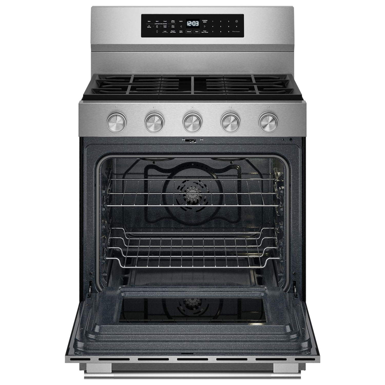Cuisinière à gaz autonome avec friture à air chaud et convection véritable 30 po 5 pi³ de KitchenAid - Acier inoxydable