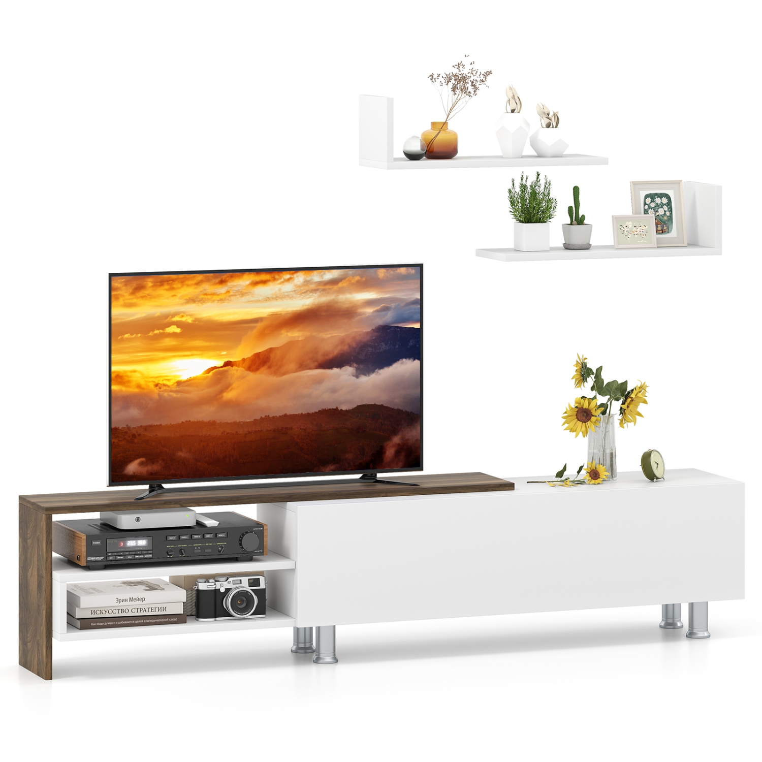 Gymax TV Stand Modern Entertainment Center TV Cabinet for TVs up to 80 Inches