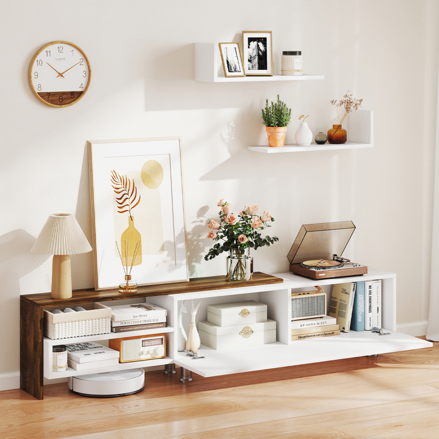 Gymax TV Stand Modern Entertainment Center TV Cabinet for TVs up to 80 Inches