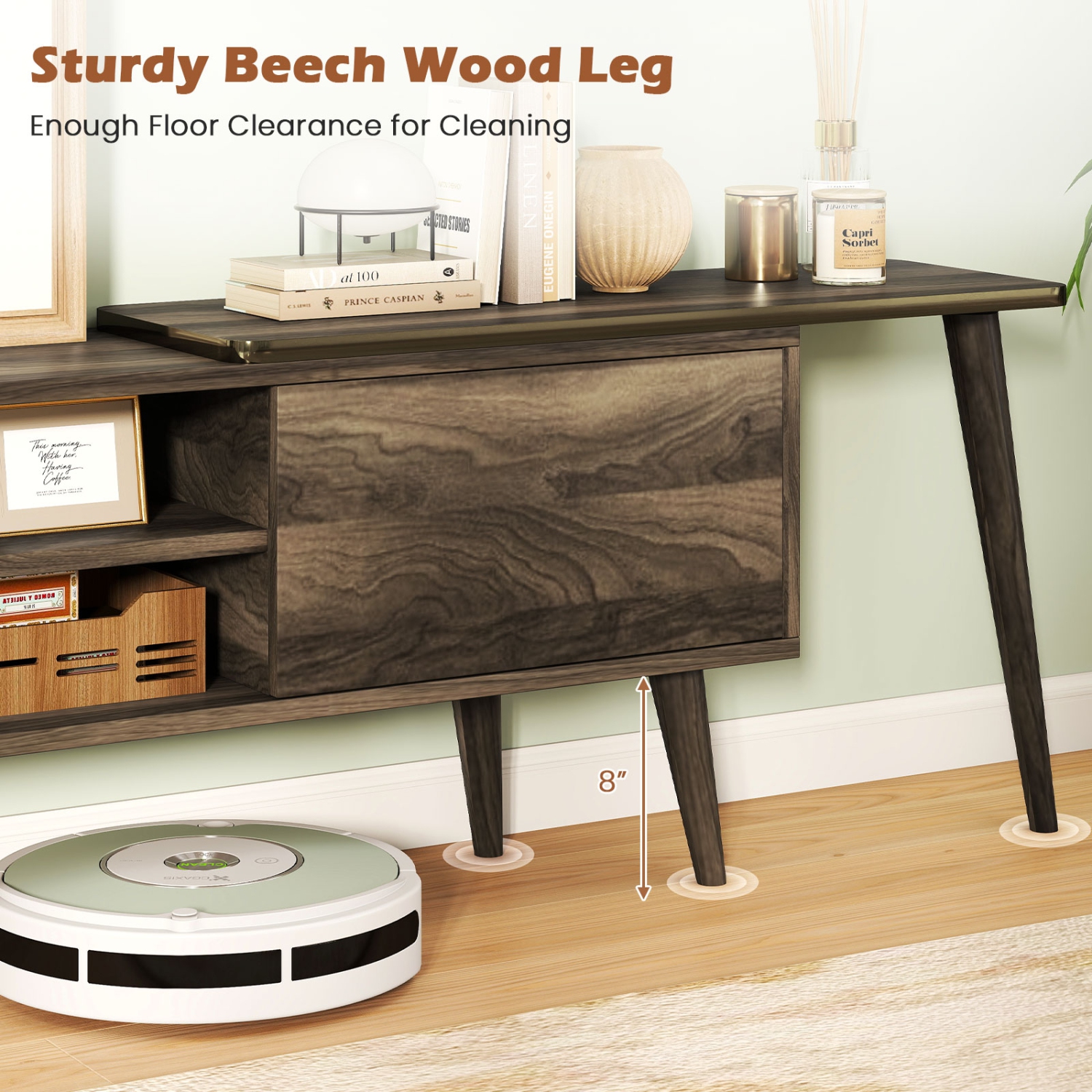 Gymax TV Stand Rustic Farmhouse Entertainment Center Suits TVs up to 85 Inches