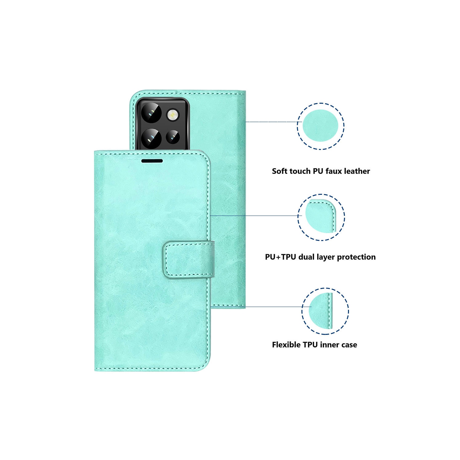 XCRS – Étui portefeuille à rabat en cuir PU avec fente pour carte, étui folio avec cordon pour Moto G Stylus 2025 de Motorola