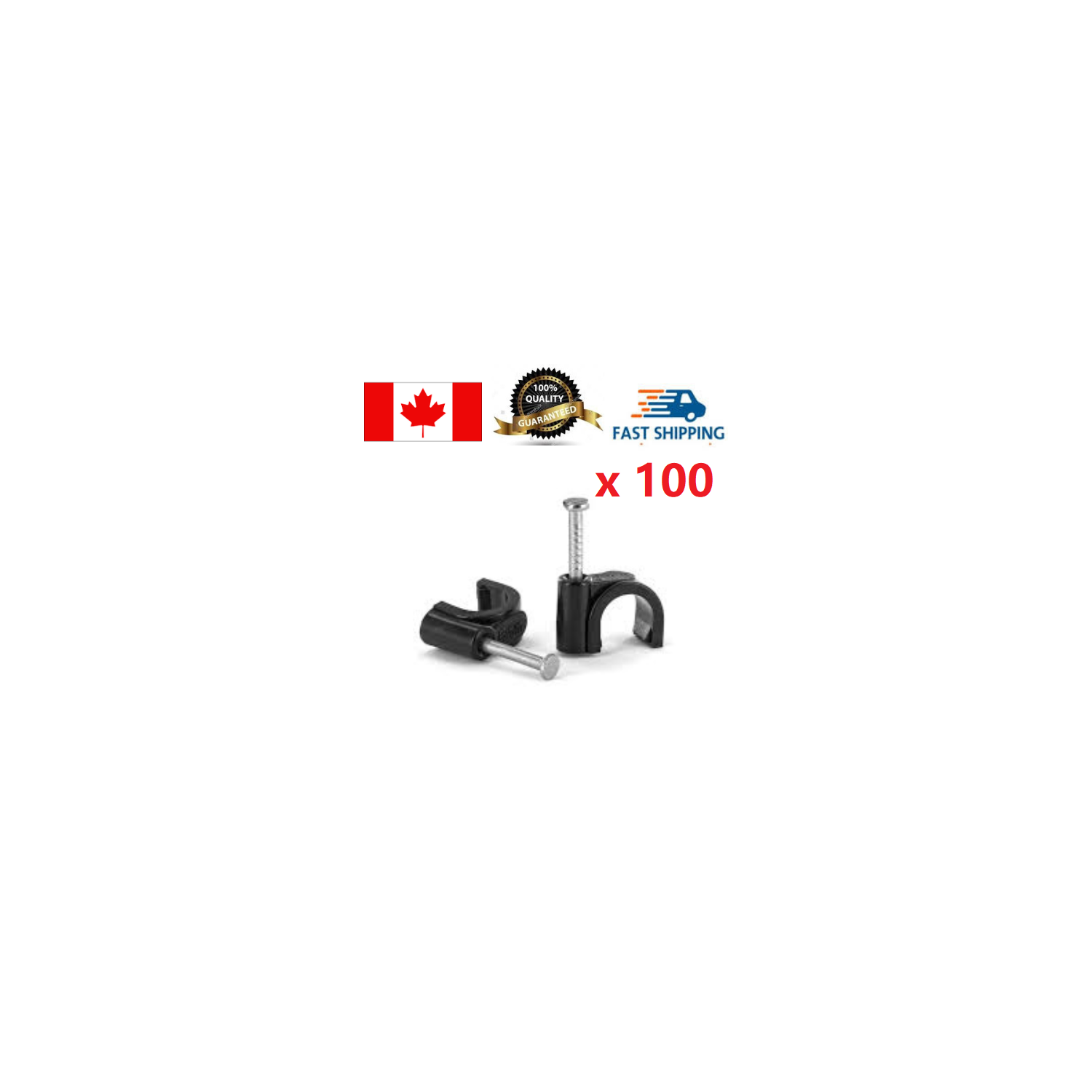 Serre-câbles Chateau 6&nbsp;mm avec clous, 100 pièces, CC-100