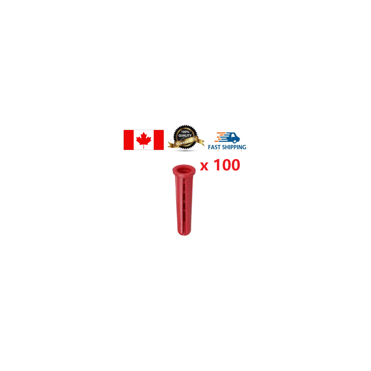 Fastenal 10-12 x 1 Conical Plastic Anchor 1/4 Drill Size,red,100pcs