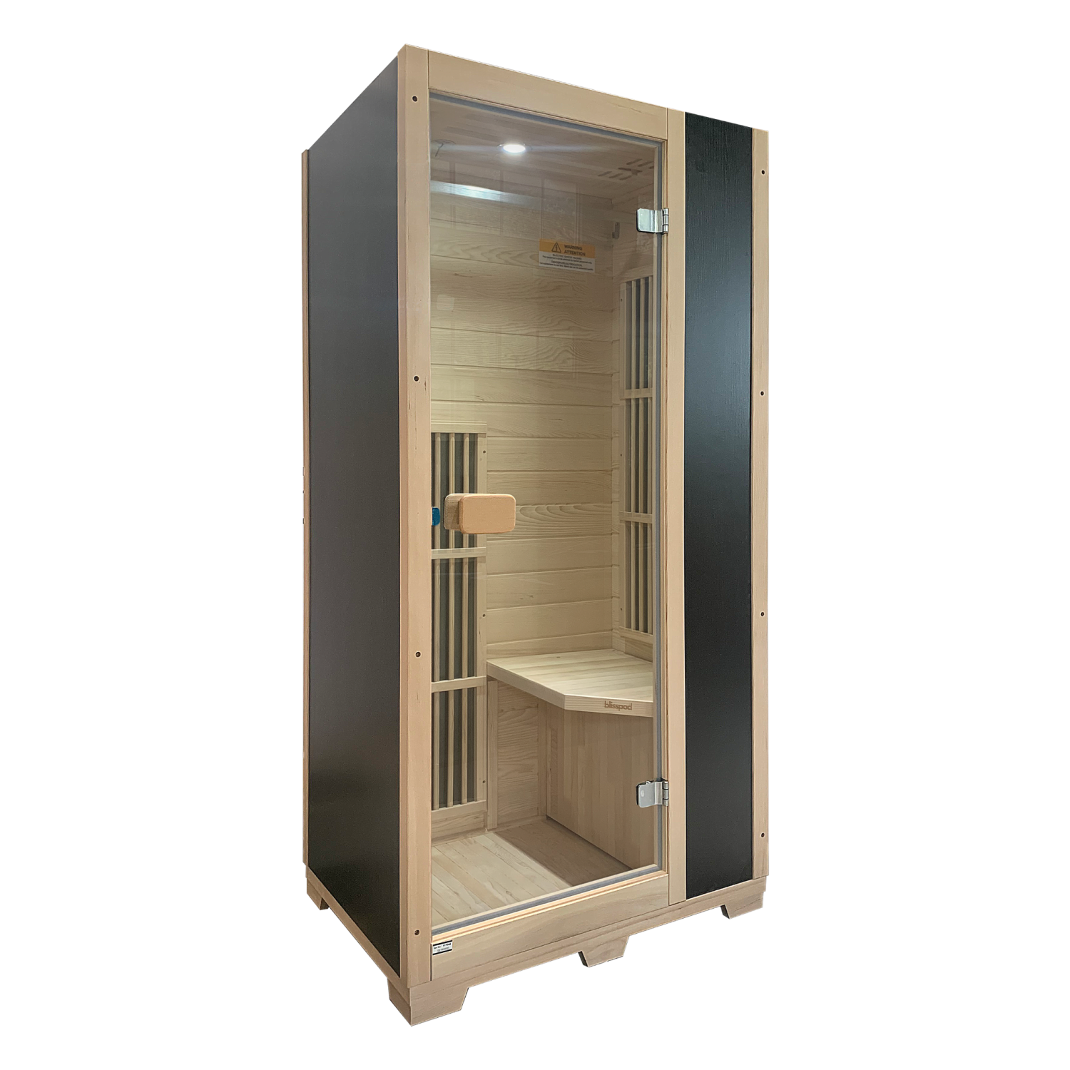 Blisspod | Vienne | Sauna à infrarouge lointain | FEM très faible en pruche canadienne | 72,8" H x 35,4" L x 25,6" P | 1 personne | Noir