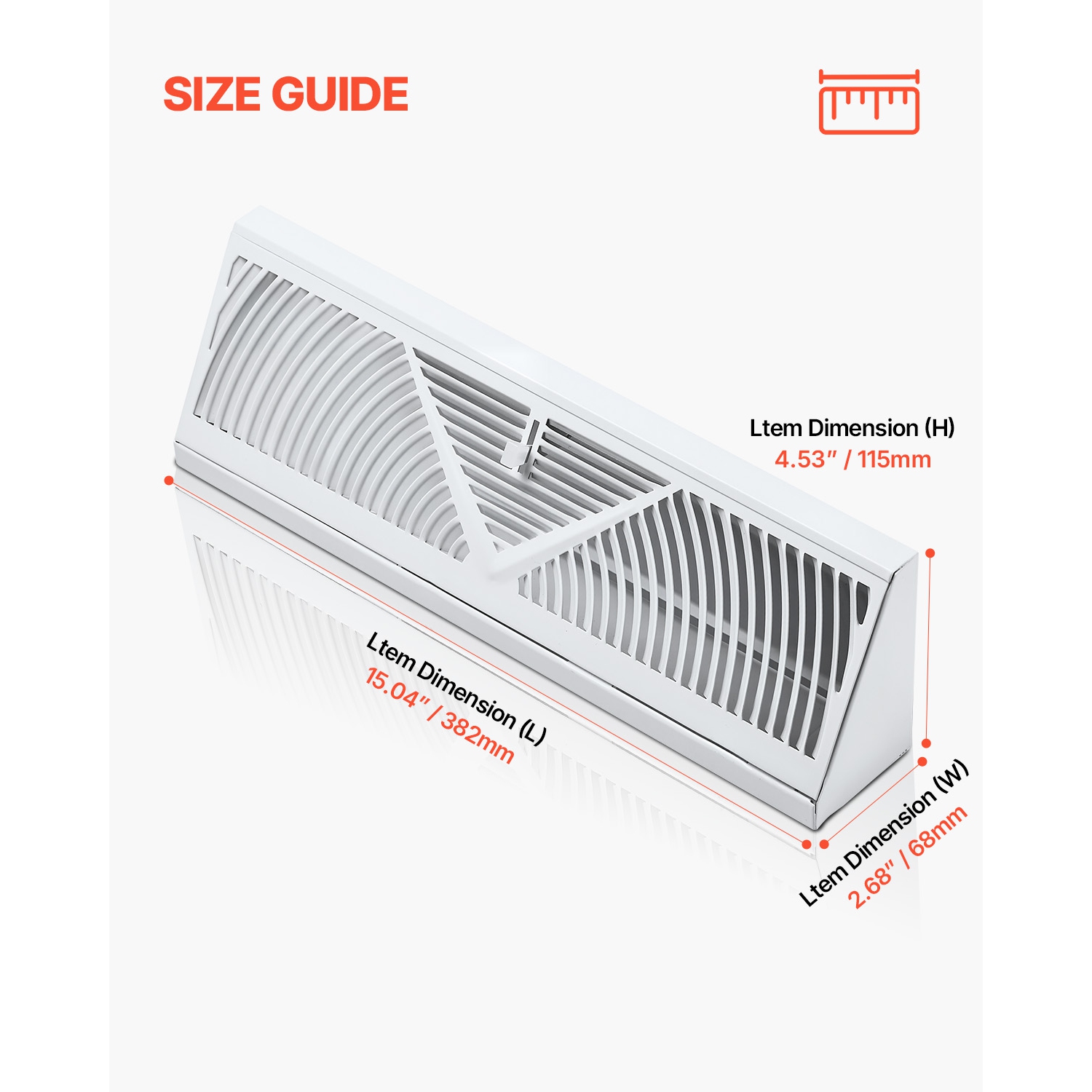 VEVOR 15-Inch Floor Registers, 10-Pack Baseboard Registers,HVAC Heavy-Duty Walkable Iron Floor Vents, Rustproof Anti-Peeling Air Vents Deflector