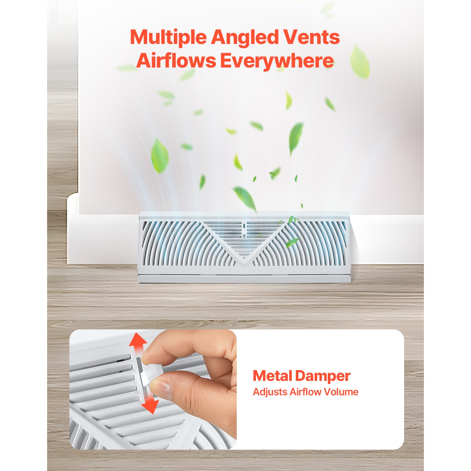 VEVOR 15-Inch Floor Registers, 10-Pack Baseboard Registers,HVAC Heavy-Duty Walkable Iron Floor Vents, Rustproof Anti-Peeling Air Vents Deflector