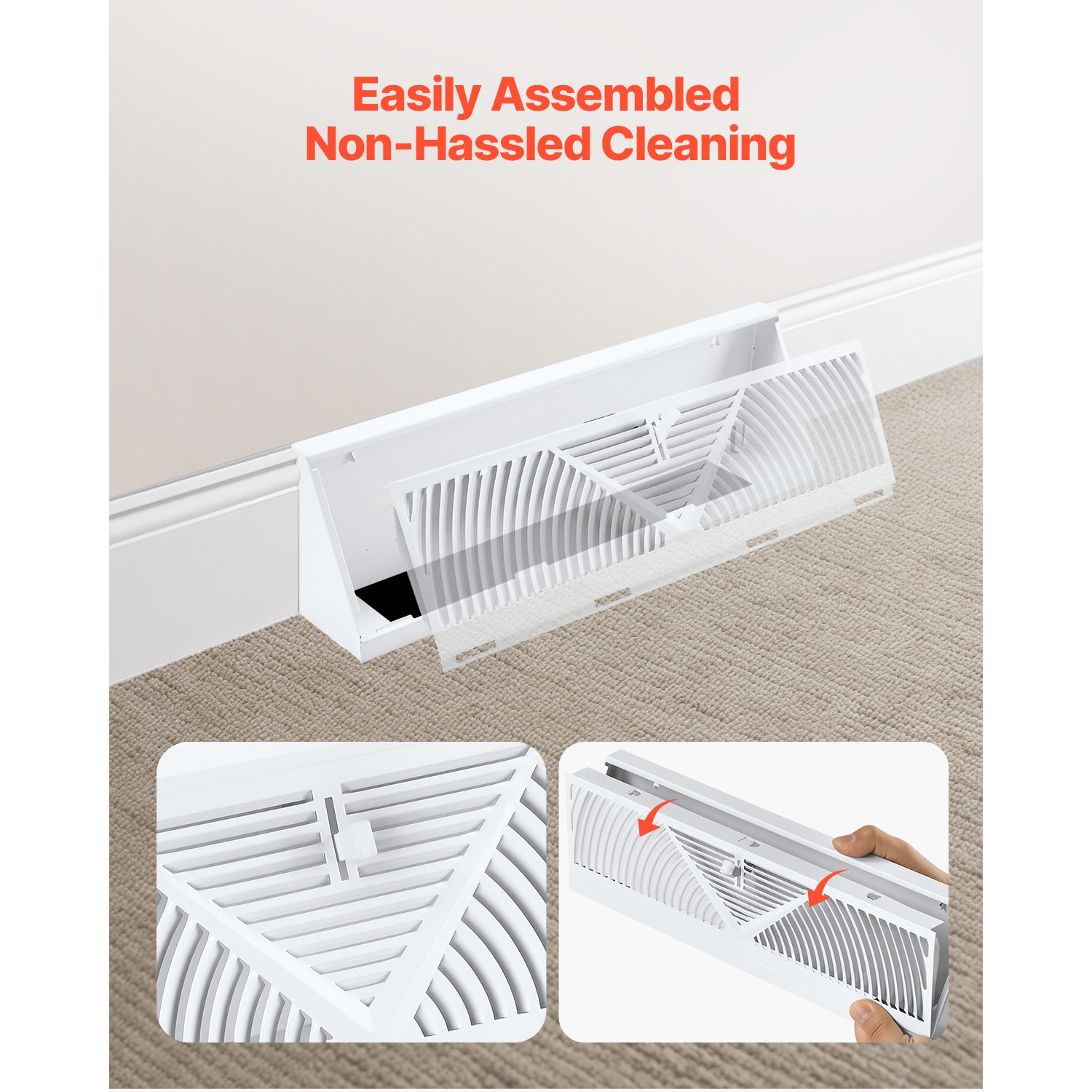 VEVOR 15-Inch Floor Registers, 10-Pack Baseboard Registers,HVAC Heavy-Duty Walkable Iron Floor Vents, Rustproof Anti-Peeling Air Vents Deflector