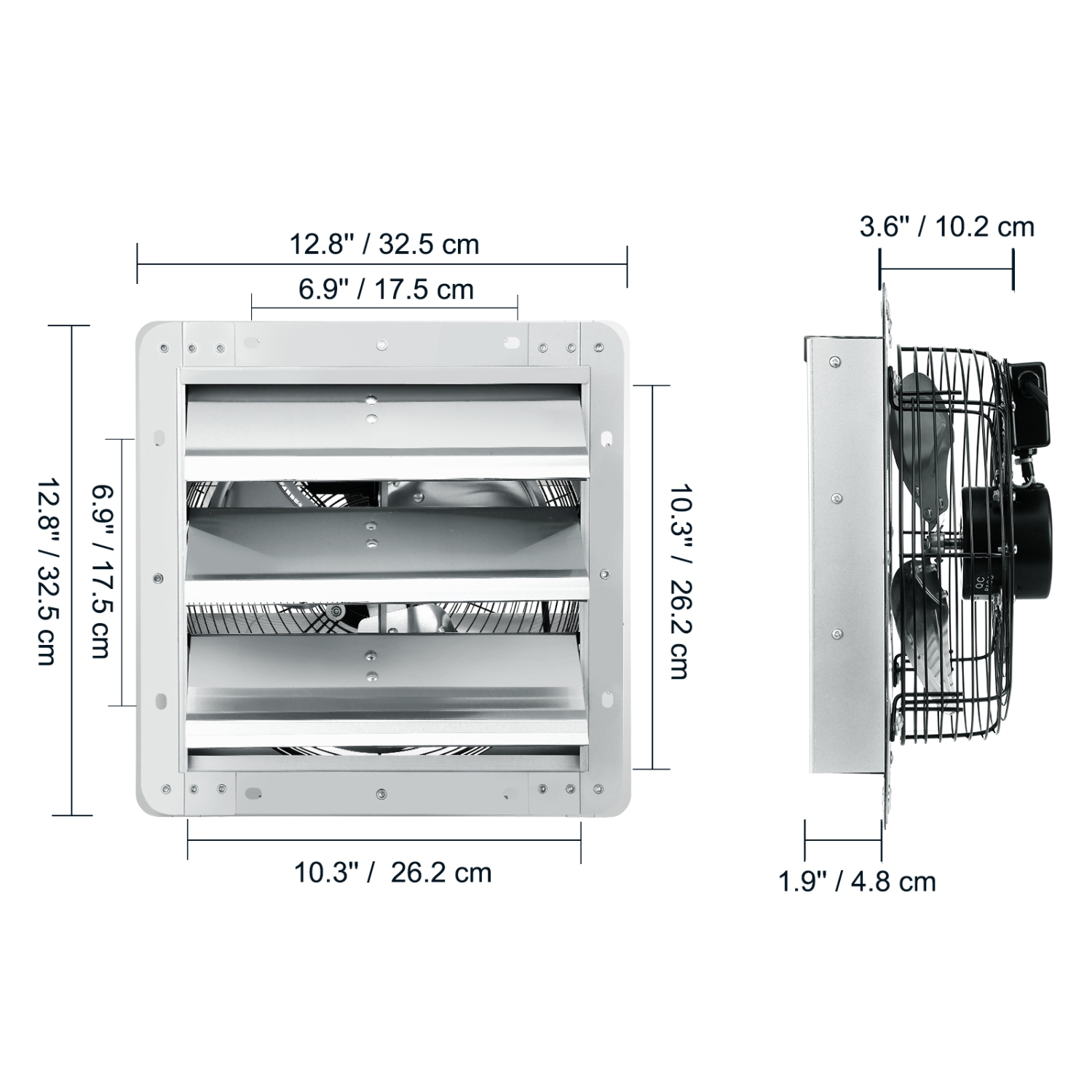 VEVOR 10'' Shutter Exhaust Fan, with Speed Controller, AC-motor, 820 CFM, No Assembly Required Wall Mount Attic Fan, Ventilation and Cooling for