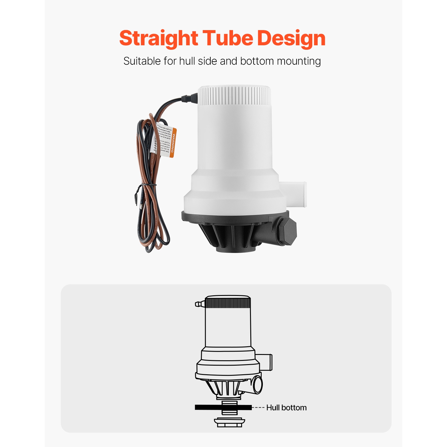Pompe VEVOR LIVEWELL de 1600 gal/h pour bateau, pompe d'aérateur 12&nbsp;V droite avec double entrée, boîtier ABA et cartouche de moteur amovible,