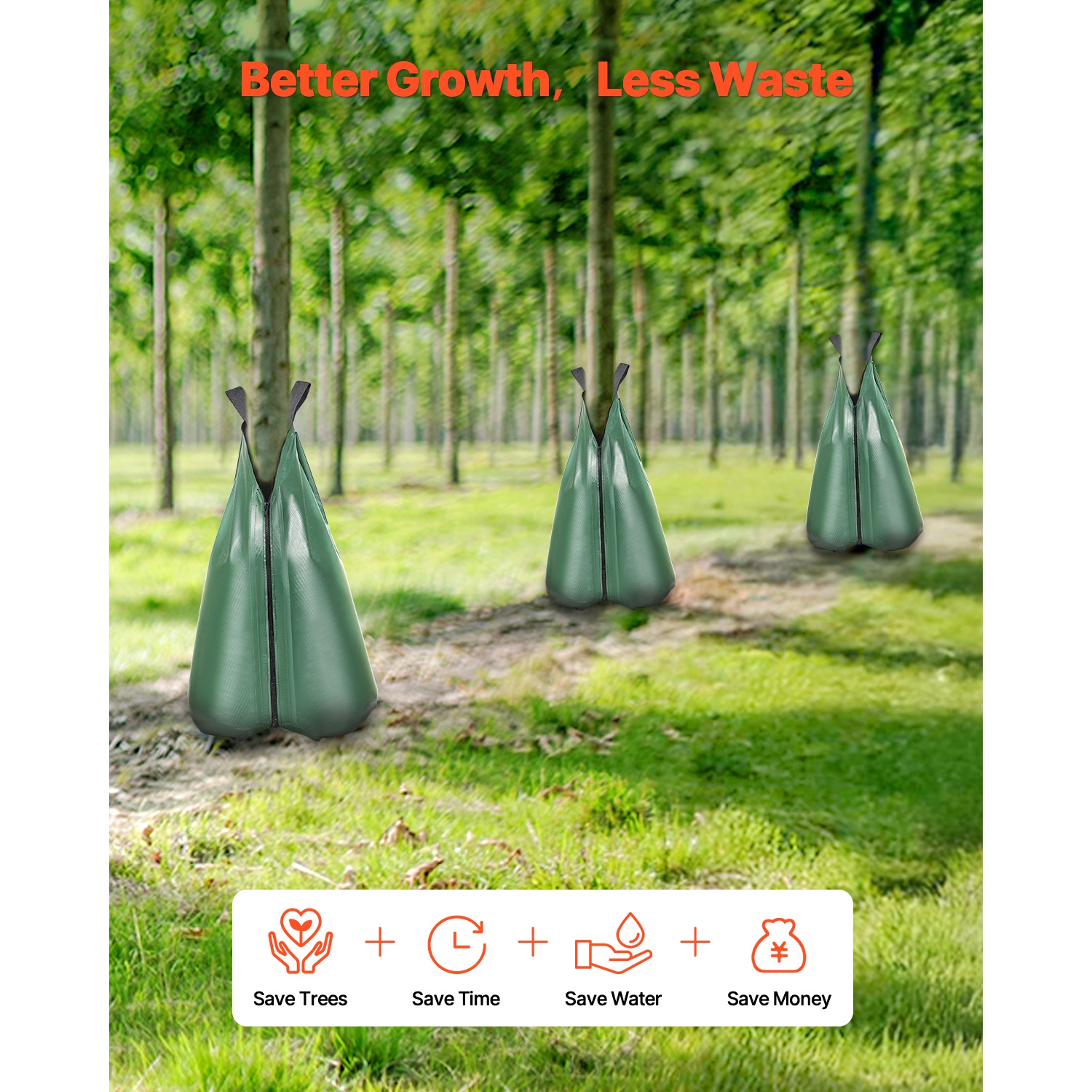 VEVOR 4 Packs Tree Watering Bag, 20 Gallons Watering Bags for New Trees, 5-9 Hours Slow Release Refillable Tree Drip Irrigation Bags with Zipper,