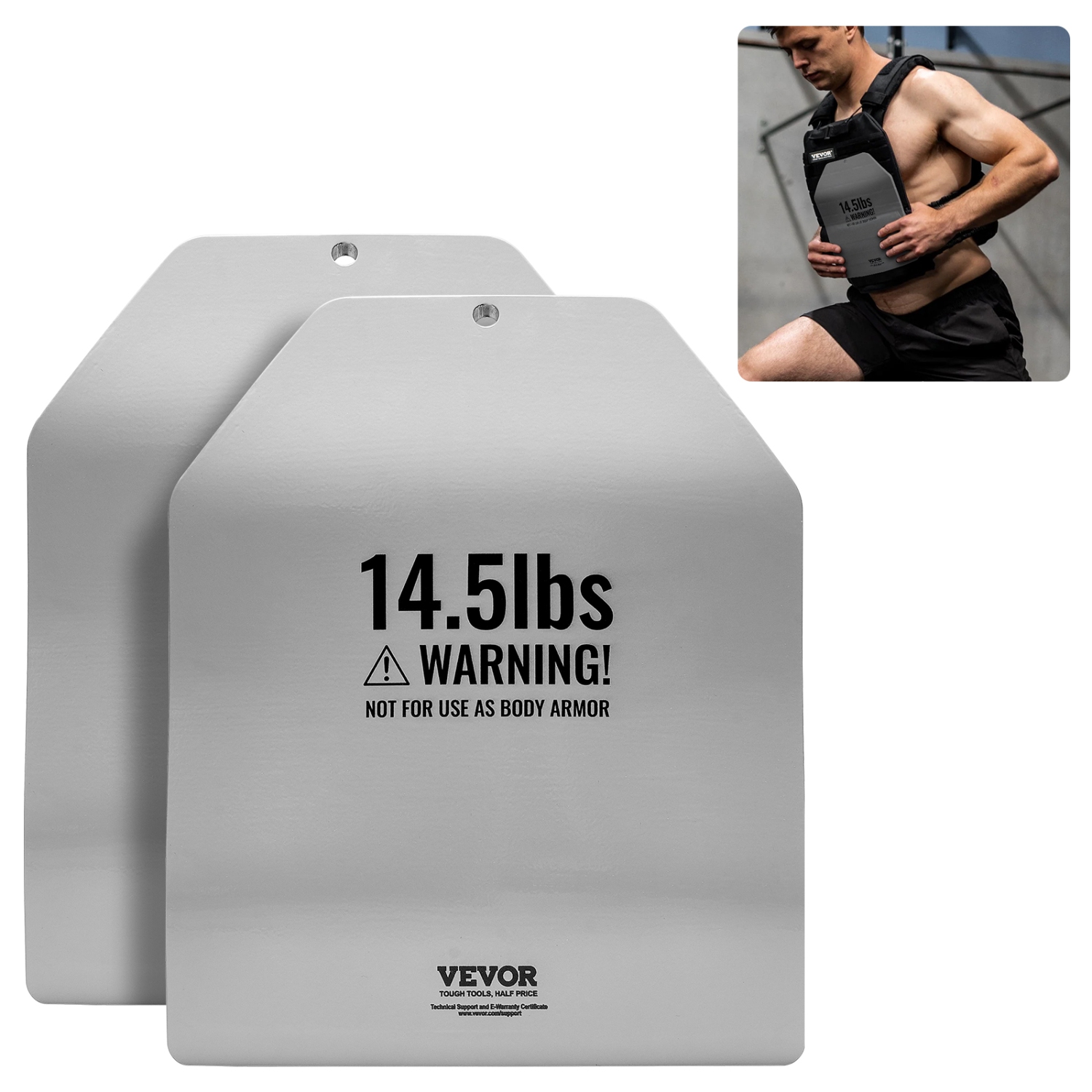 VEVOR 14.5 LB Curved Weight Vest Plates, Premium Steel Weighted plates, Contoured Ergonomic Fit – WODs, Additional Weight for Weight Vests, for