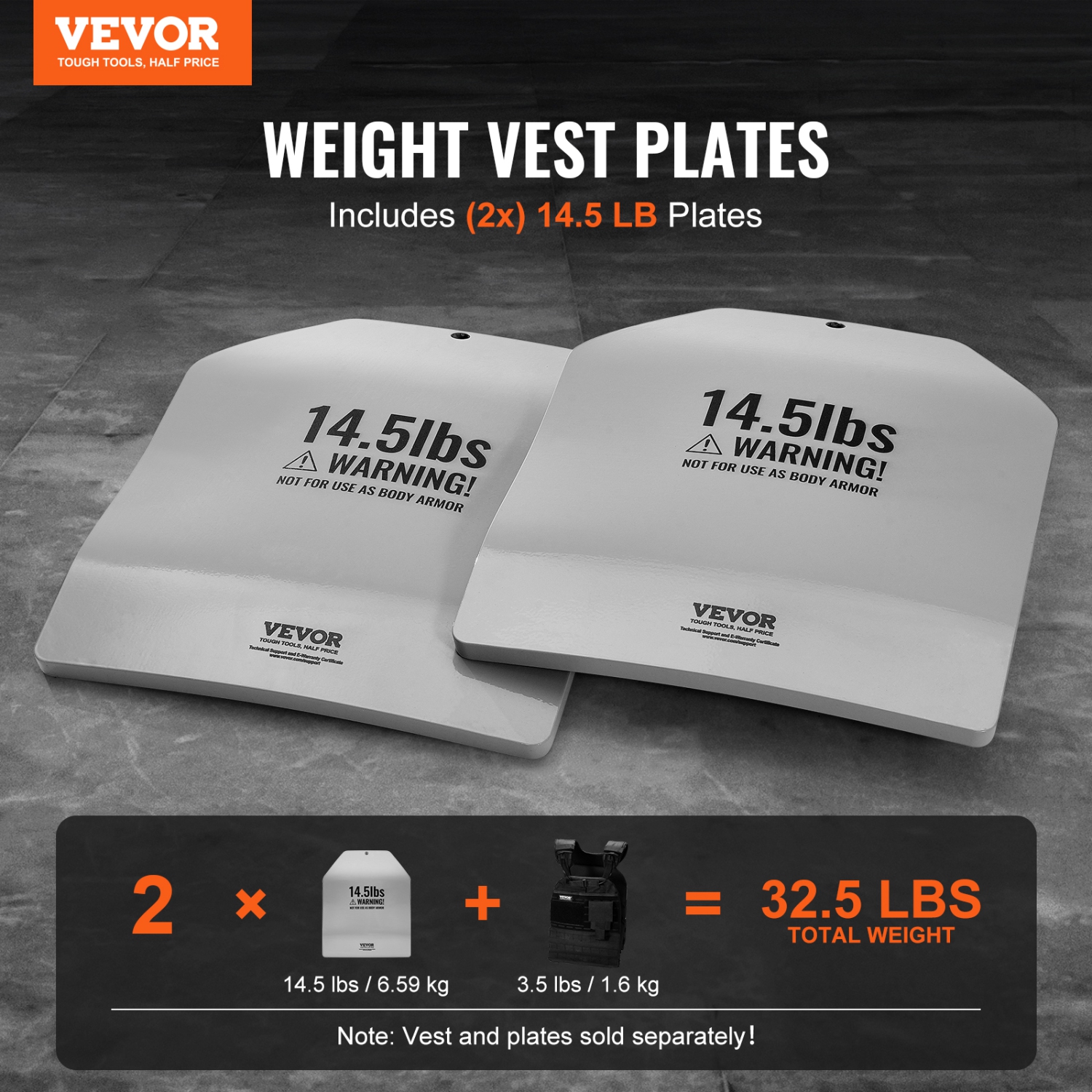 VEVOR 14.5 LB Curved Weight Vest Plates, Premium Steel Weighted plates, Contoured Ergonomic Fit – WODs, Additional Weight for Weight Vests, for