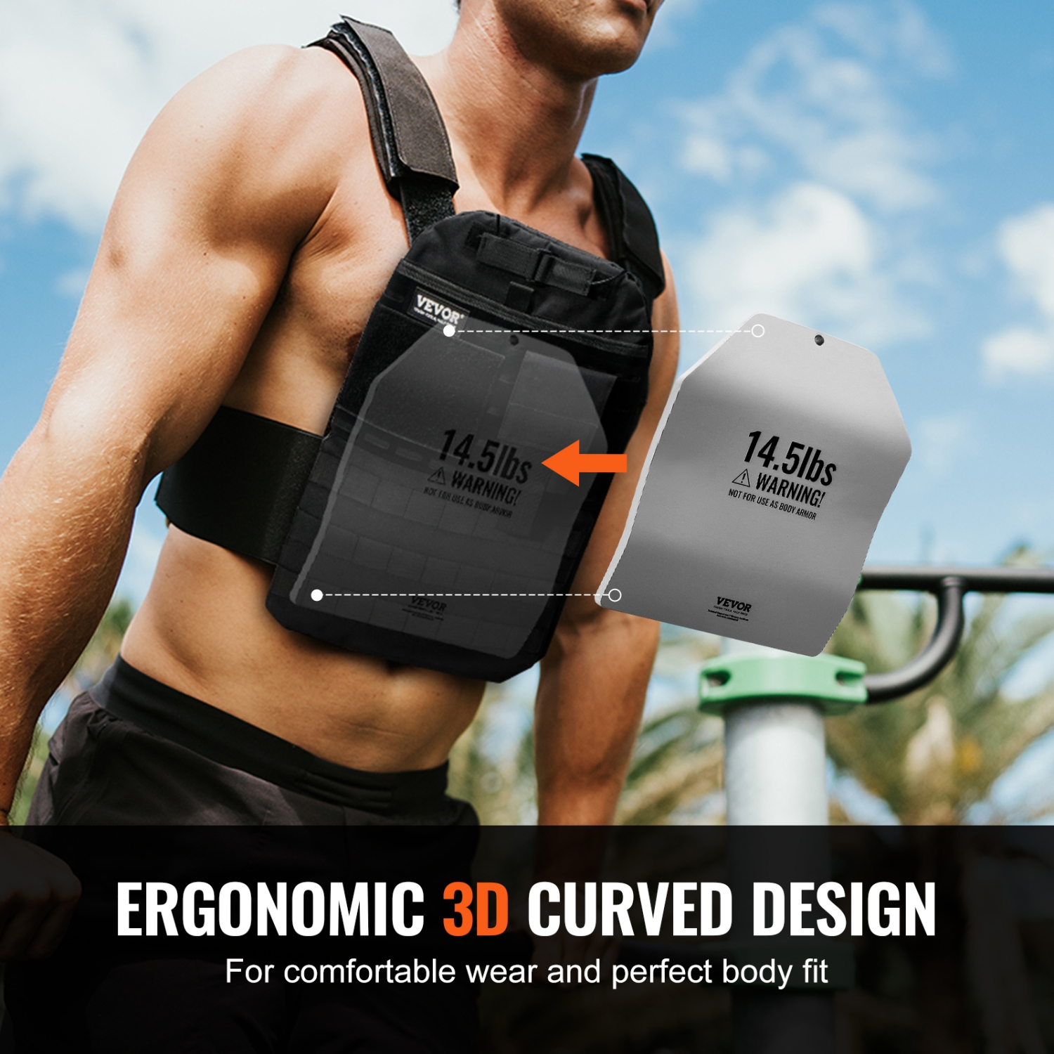 VEVOR 14.5 LB Curved Weight Vest Plates, Premium Steel Weighted plates, Contoured Ergonomic Fit – WODs, Additional Weight for Weight Vests, for