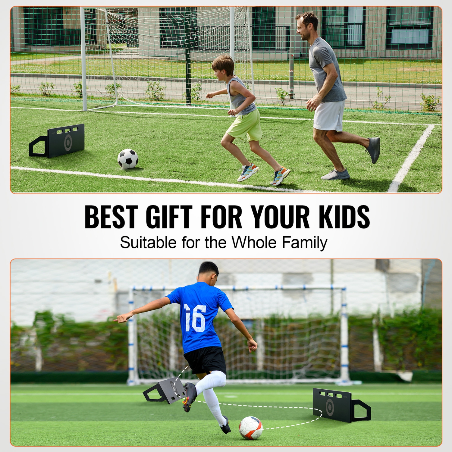 VEVOR 32"X12" Soccer Rebounder Board, Portable Soccer Wall with 2 Angles Rebound, Foldable HDPE Kickback Rebound Board, Soccer Training Equipment for