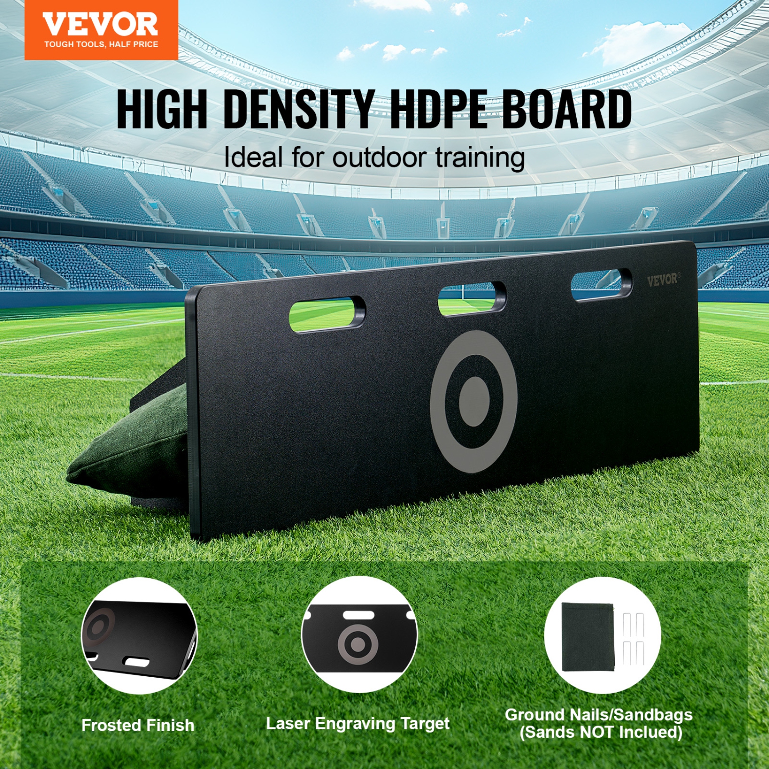 VEVOR 40"X12" Soccer Rebounder Board, Portable Soccer Wall with 2 Angles Rebound, Foldable HDPE Kickback Rebound Board, Soccer Training Equipment for