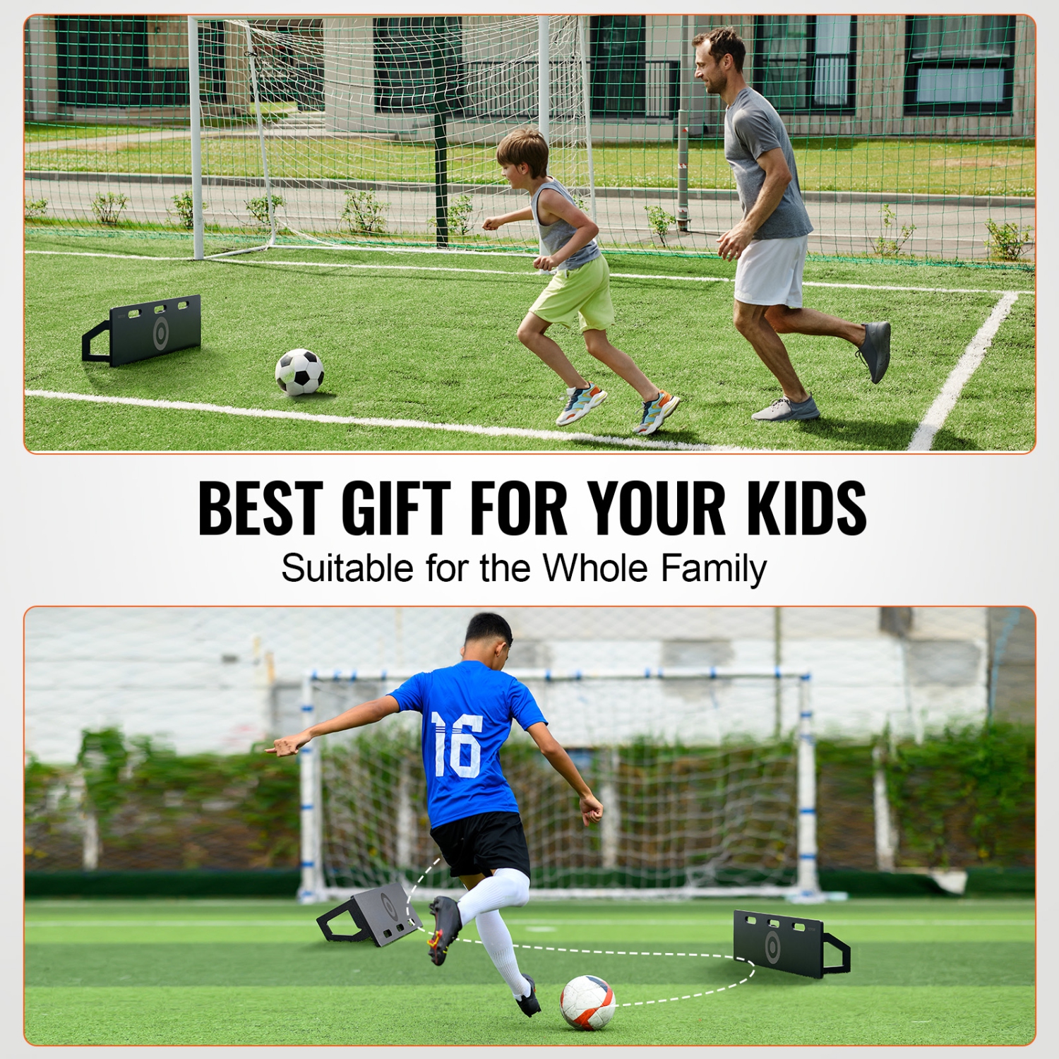 VEVOR 40"X12" Soccer Rebounder Board, Portable Soccer Wall with 2 Angles Rebound, Foldable HDPE Kickback Rebound Board, Soccer Training Equipment for
