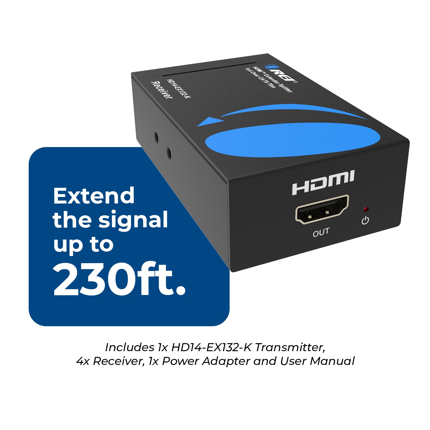 OREI – Répartiteur de prolongateur HDMI™ 1x4 1080p - 230&nbsp;pi (Cat6) HD14-EX132-K.