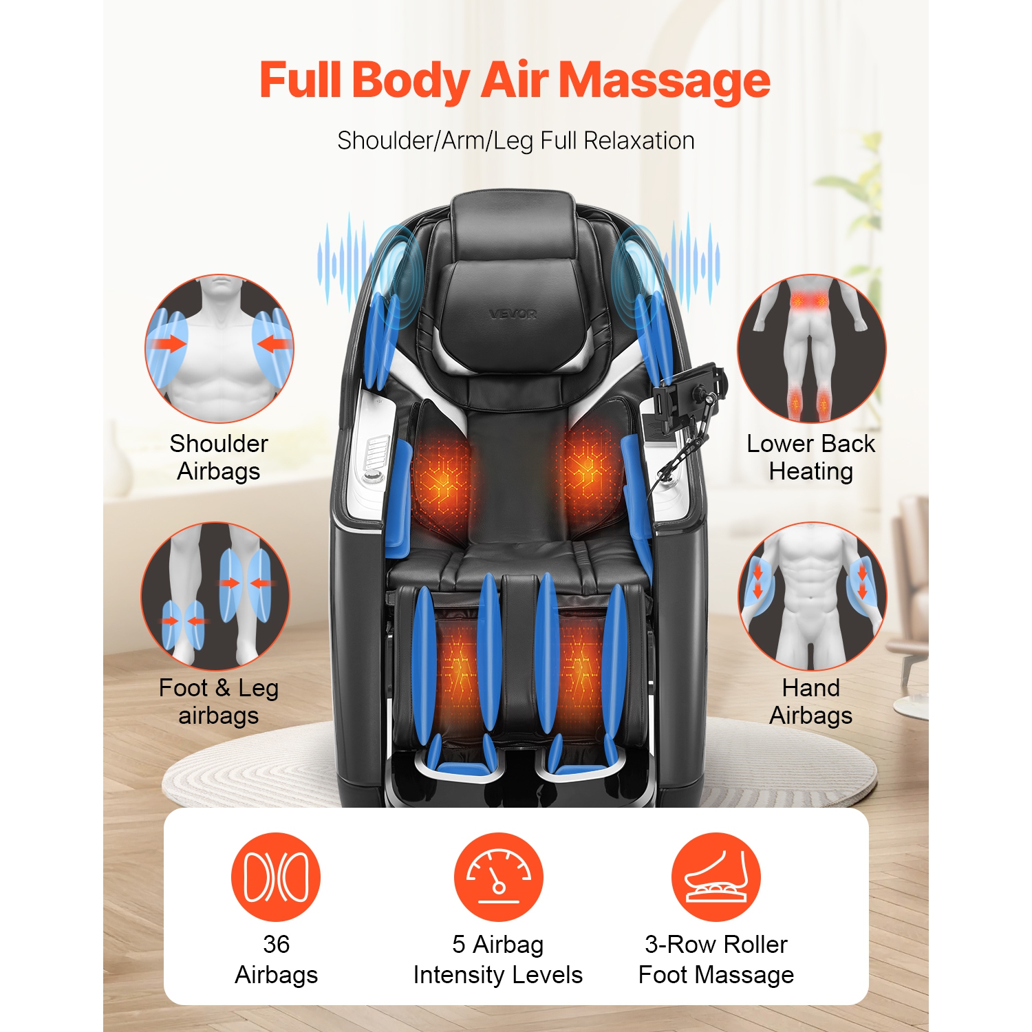 VEVOR Dual-Core 4D+3D Full Body Massage Chair, with Extended SL Track, Deep Yoga Stretch, Electric Extendable Footrest, TFT, AI Voice Control, Heat,