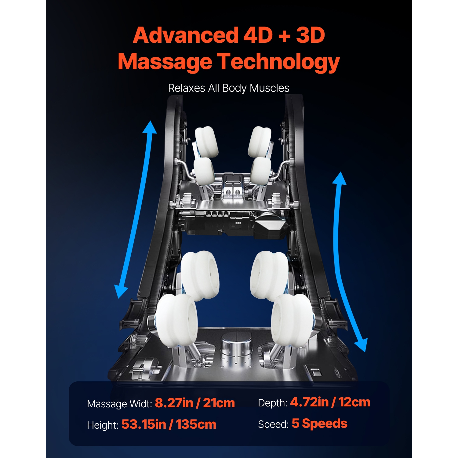 VEVOR Dual-Core 4D+3D Full Body Massage Chair, with Extended SL Track, Deep Yoga Stretch, Electric Extendable Footrest, TFT, AI Voice Control, Heat,