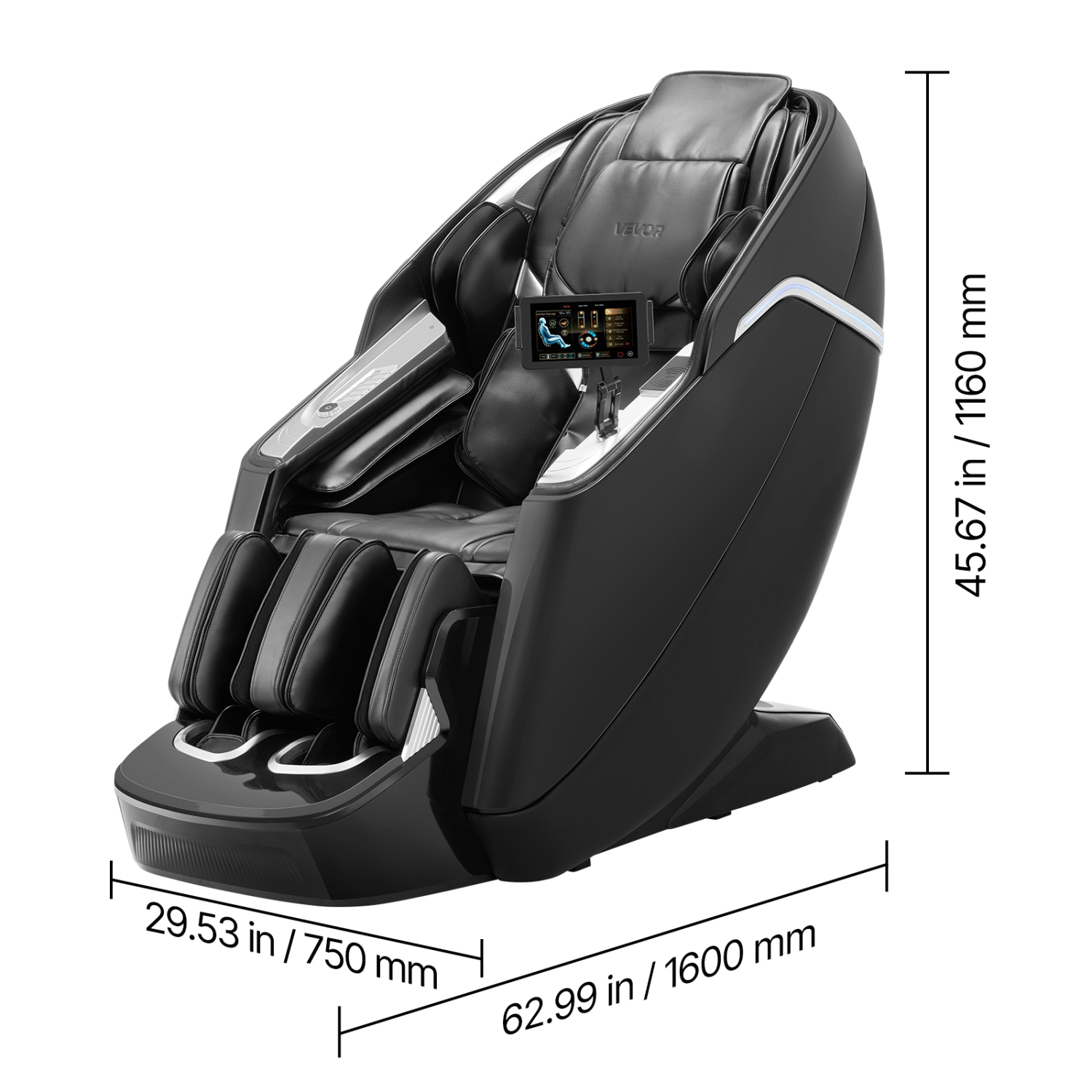VEVOR Dual-Core 4D+3D Full Body Massage Chair, with Extended SL Track, Deep Yoga Stretch, Electric Extendable Footrest, TFT, AI Voice Control, Heat,
