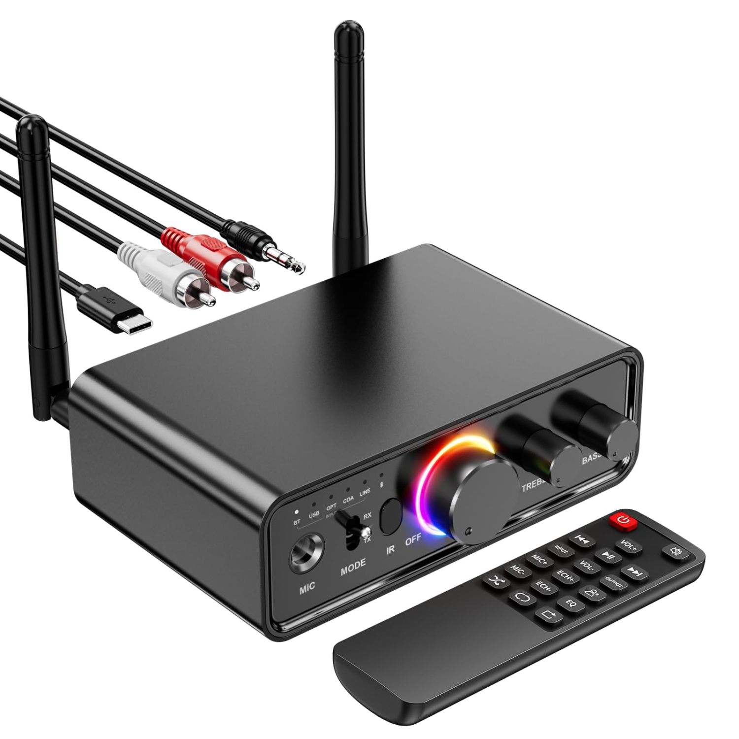 Bluetooth 5.3 Audio Receiver Transmitter, HiFi Wireless Low Latency Audio Adapter, Support USB, RCA, AUX, DAC, Coaxial, Optical Input/Output