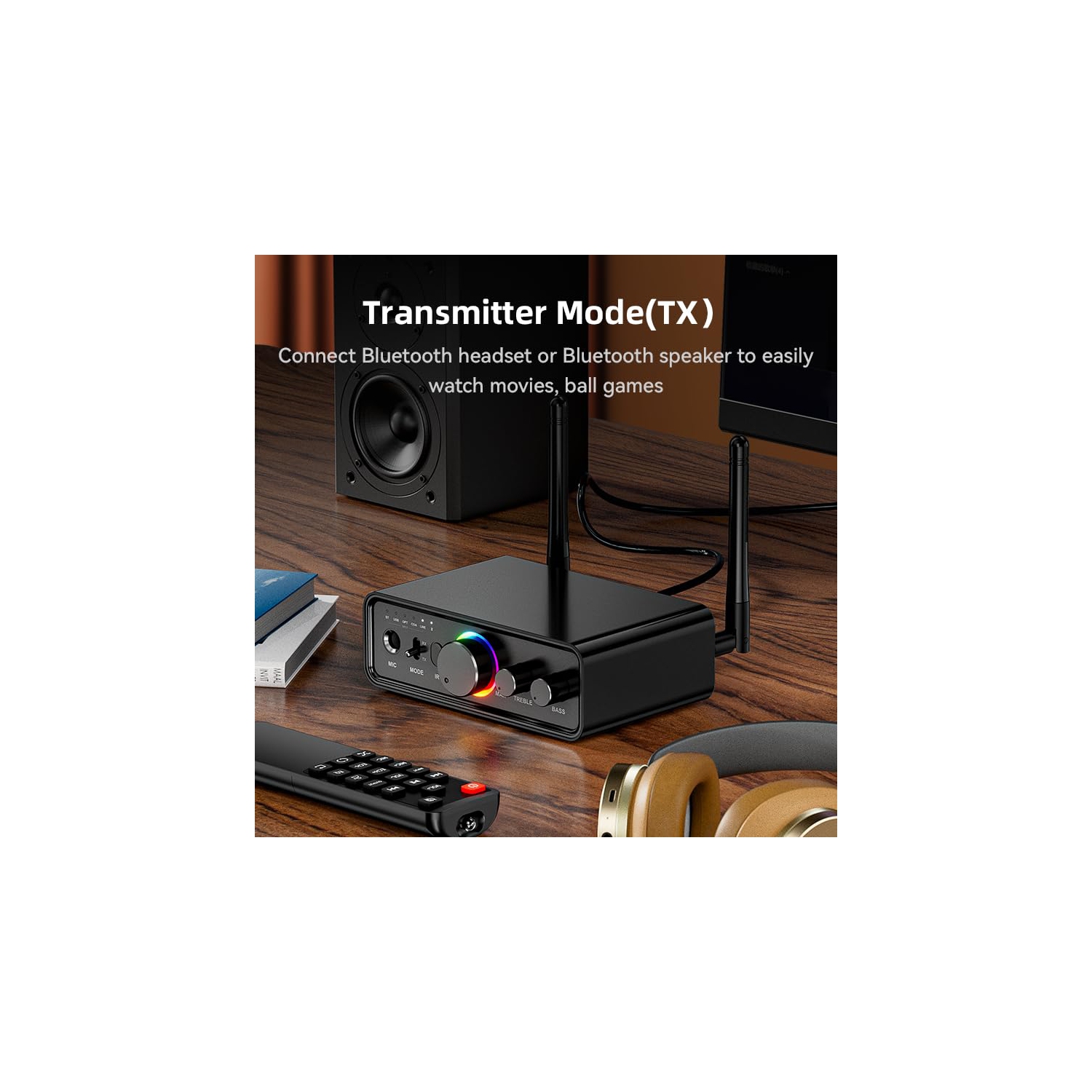 Bluetooth 5.3 Audio Receiver Transmitter, HiFi Wireless Low Latency Audio Adapter, Support USB, RCA, AUX, DAC, Coaxial, Optical Input/Output