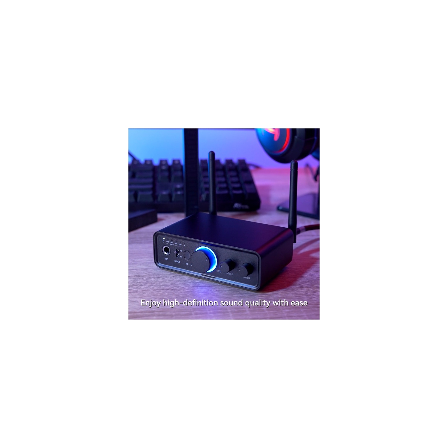 Bluetooth 5.3 Audio Receiver Transmitter, HiFi Wireless Low Latency Audio Adapter, Support USB, RCA, AUX, DAC, Coaxial, Optical Input/Output