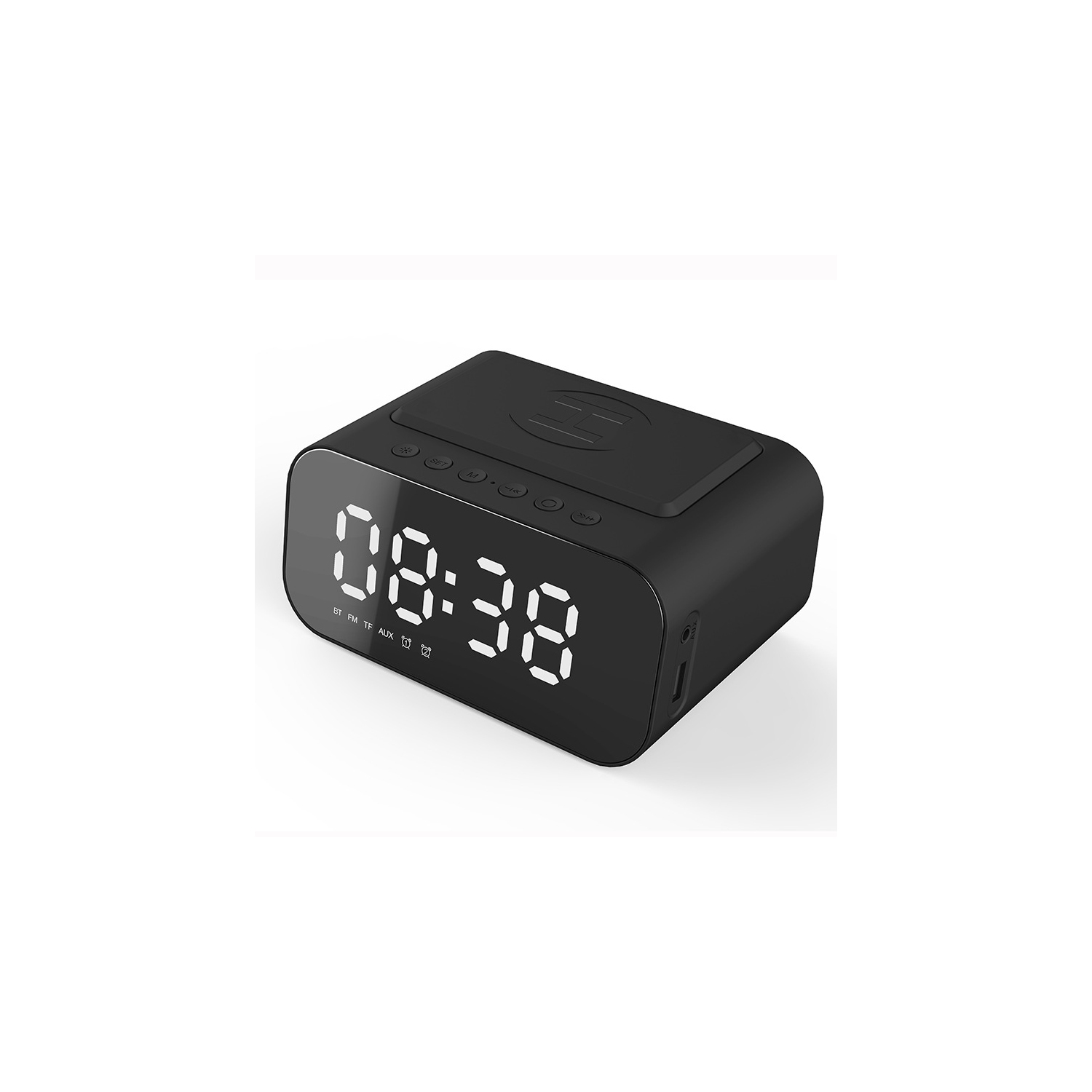 4 in 1 Wireless Phone Charging Station, Smart Digital Alarm Clock, Bluetooth Speaker, FM Radio for Bedroom and Office