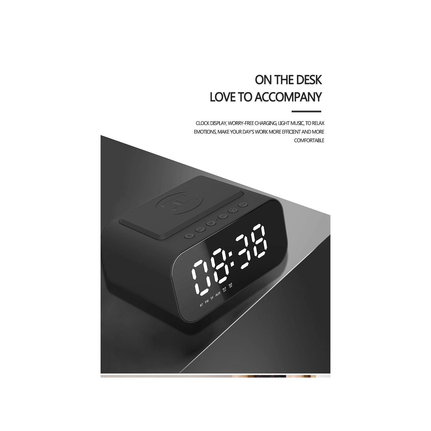 4 in 1 Wireless Phone Charging Station, Smart Digital Alarm Clock, Bluetooth Speaker, FM Radio for Bedroom and Office
