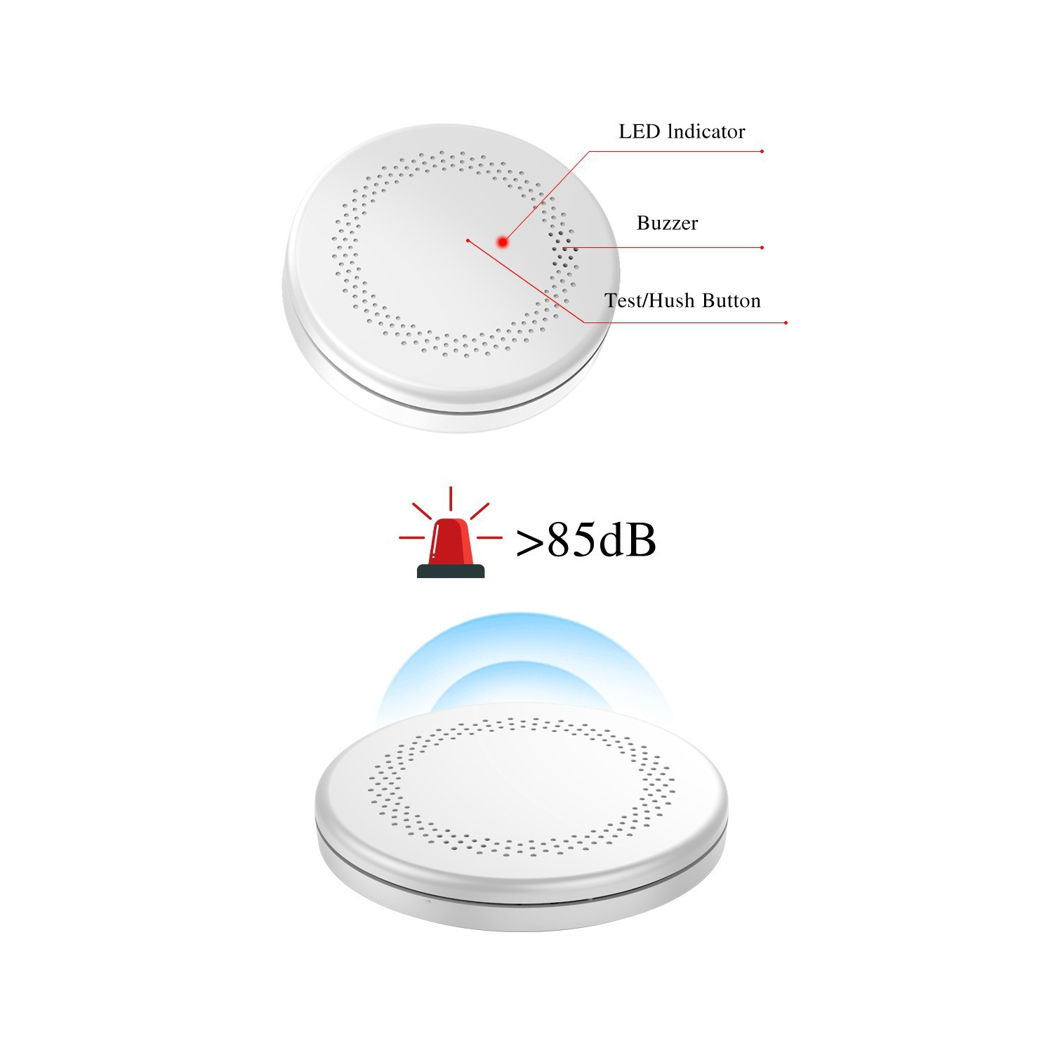 Détecteur de fumée Wi-Fi Tuya, détecteur de fumée sans fil à domicile, notification intelligente à distance de détection d'incendie