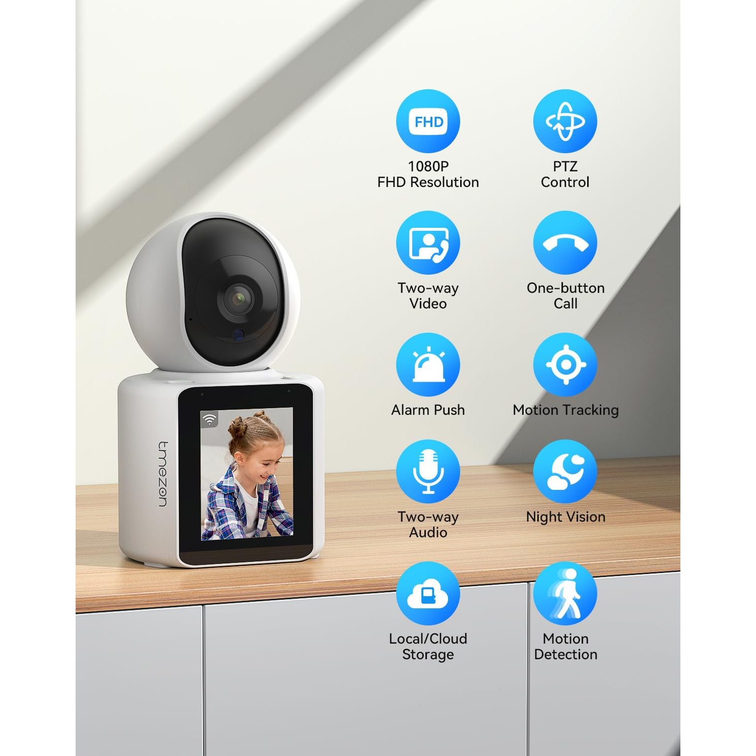 Smart monitoring supports two-way video calls, 1080P screen family baby monitoring voice call equipment, two-way wirelessVisual screen voice wake-up