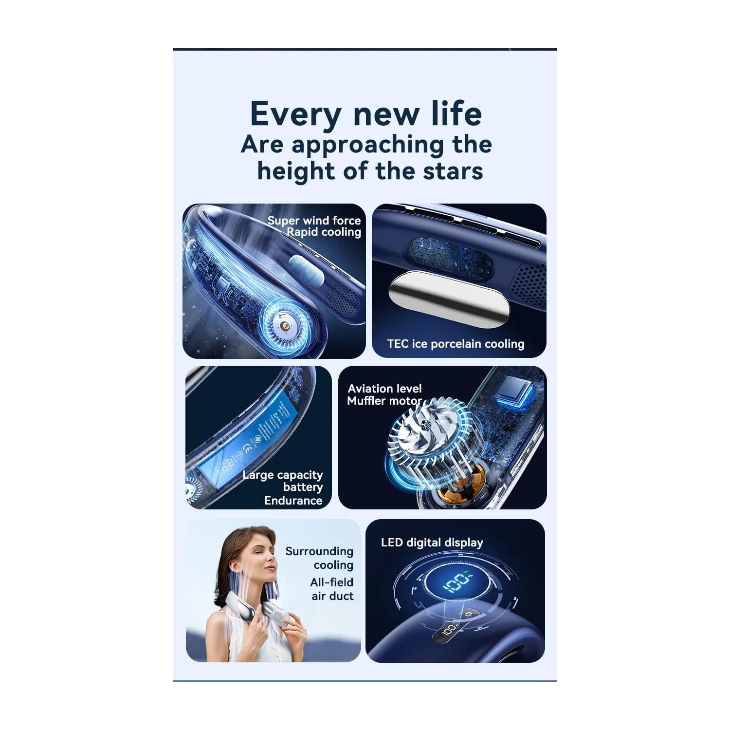 Portable neck fan air conditioning cooling neck fan wearable fan wrapped around the neck charging cooling gift men and women travel essential N25