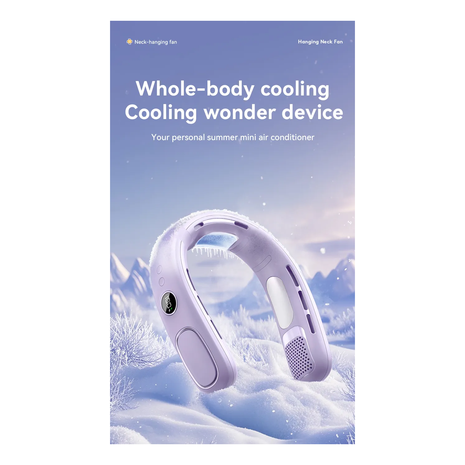 Semiconductor Refrigeration Neck Fan USB Charging Leafless Ice Compress Lazy Outdoor Portable Neck Fan - 4000mAh Portable Neck Fan Five Speed ​​Modes