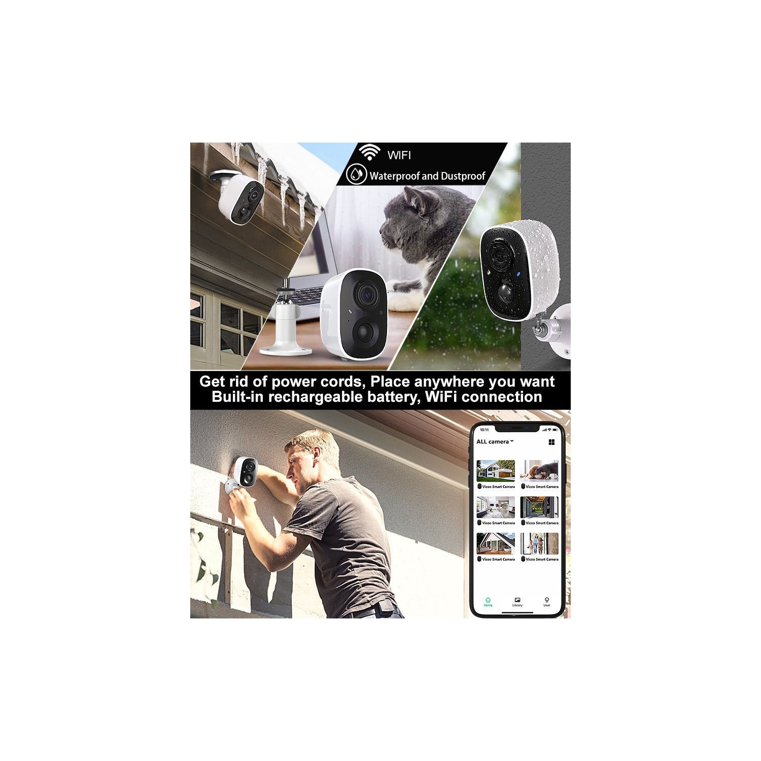 Outdoor wireless surveillance camera, low power battery camera home wifi mobile phone remote baby monitor, battery powered network surveillance