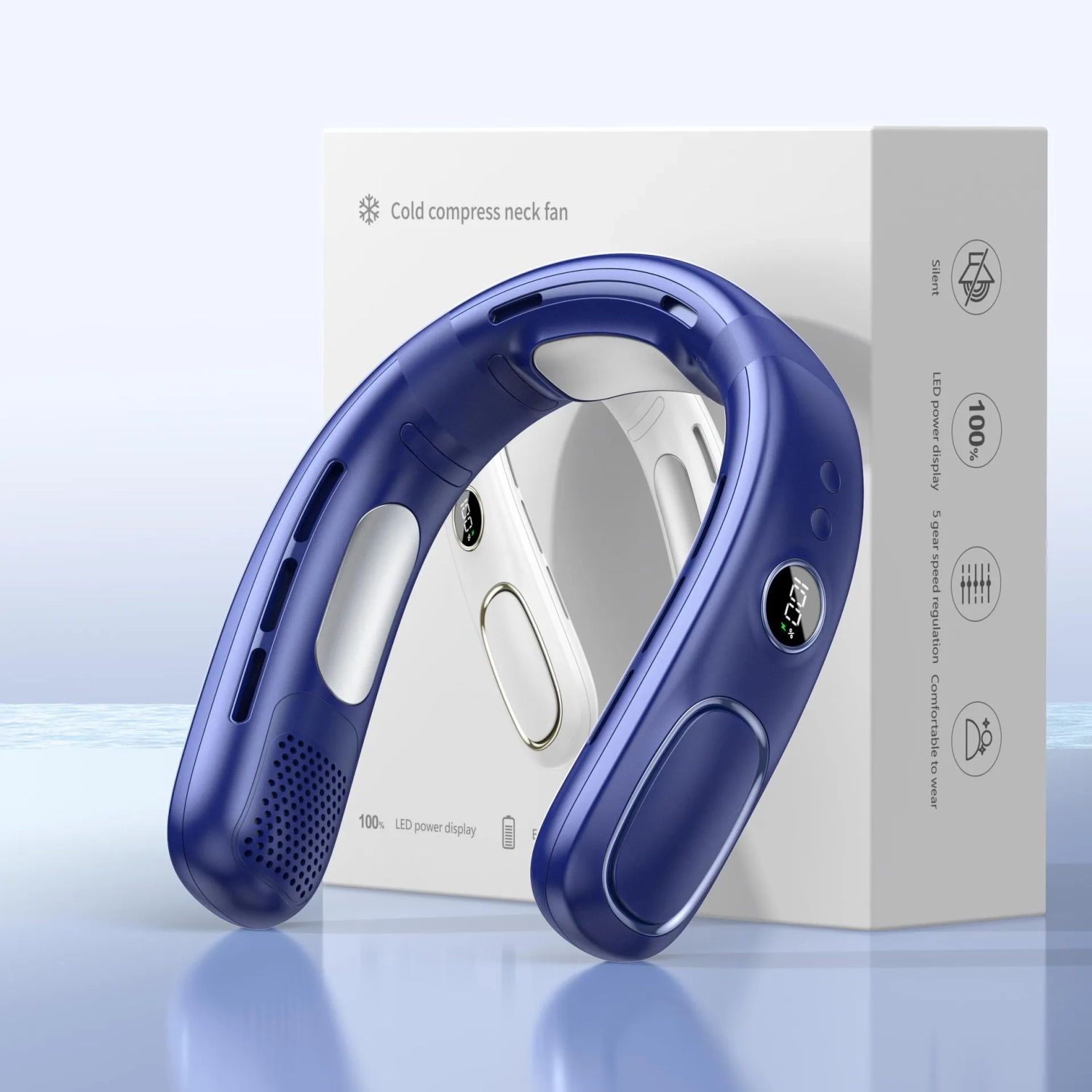 Réfrigération semi-conducteur Ventilateur de cou Chargement USB Compresseur de glace portatif d'extérieur Lazy - Ventilateur de cou portatif à cinq