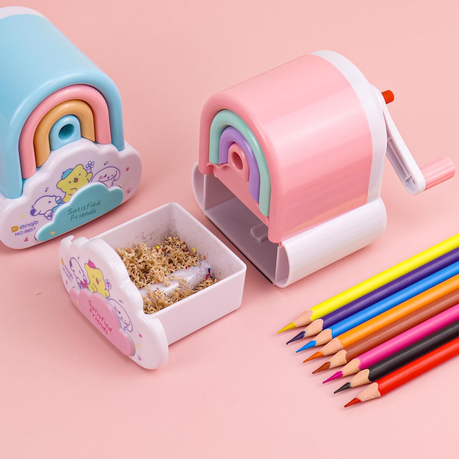 Cute Kawaii Pencil Sharpener, Cartoon Small Manual Pencil Sharpener, Fun Rainbow Manual Pencil Sharpener, Suitable for Home School Office