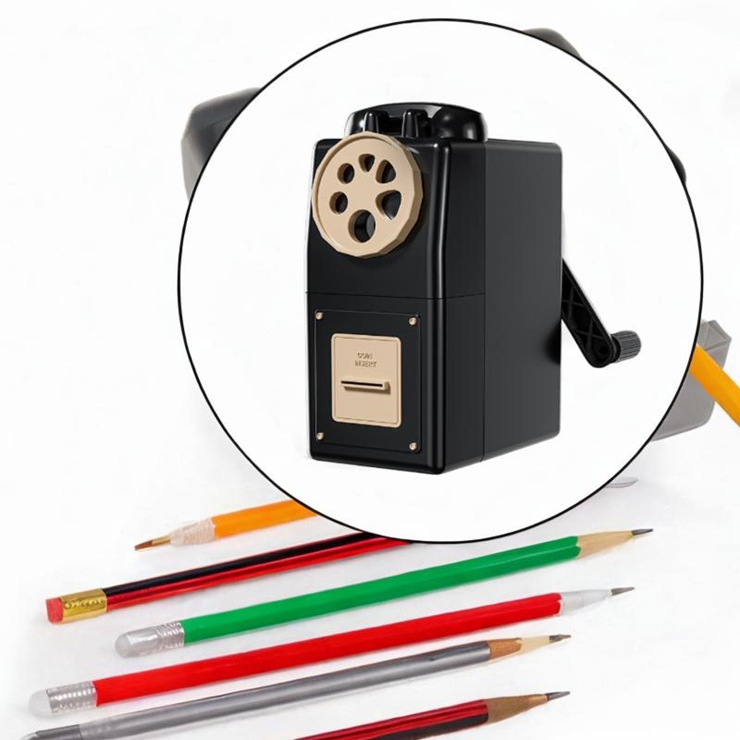 Large-caliber multi-hole hand-cranked pencil sharpener, triangular hole rod, thick pen pencil sharpener, primary school student pencil sharpener -