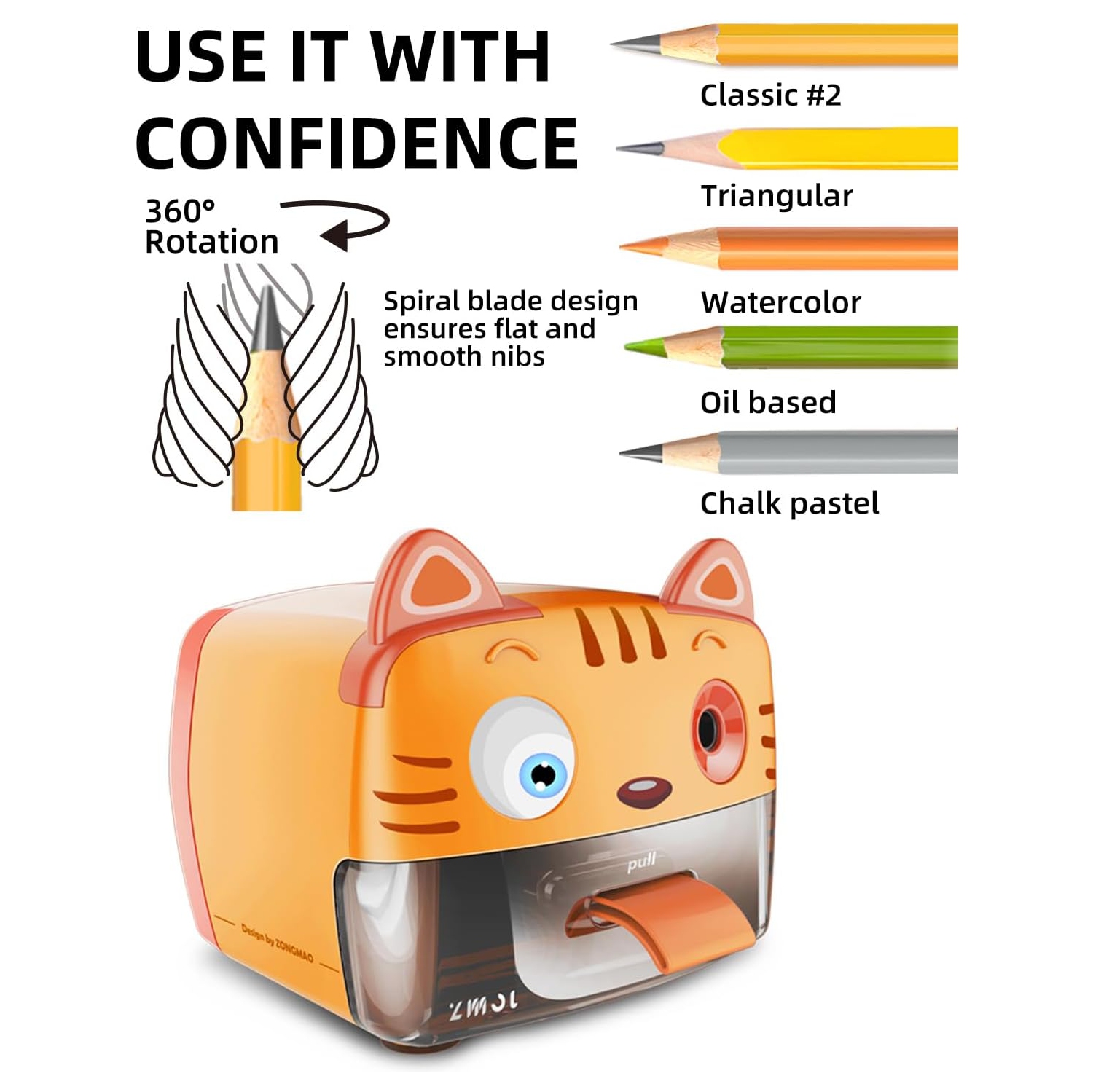 Classroom pencil sharpener, cute plug-in children's pencil sharpener, automatic stop pencil sharpener