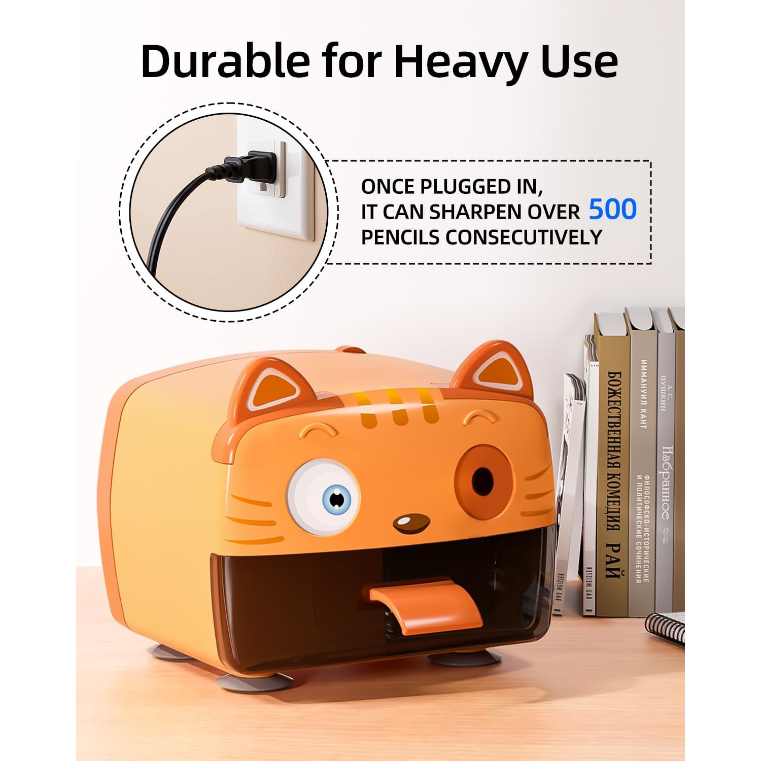 Classroom pencil sharpener, cute plug-in children's pencil sharpener, automatic stop pencil sharpener