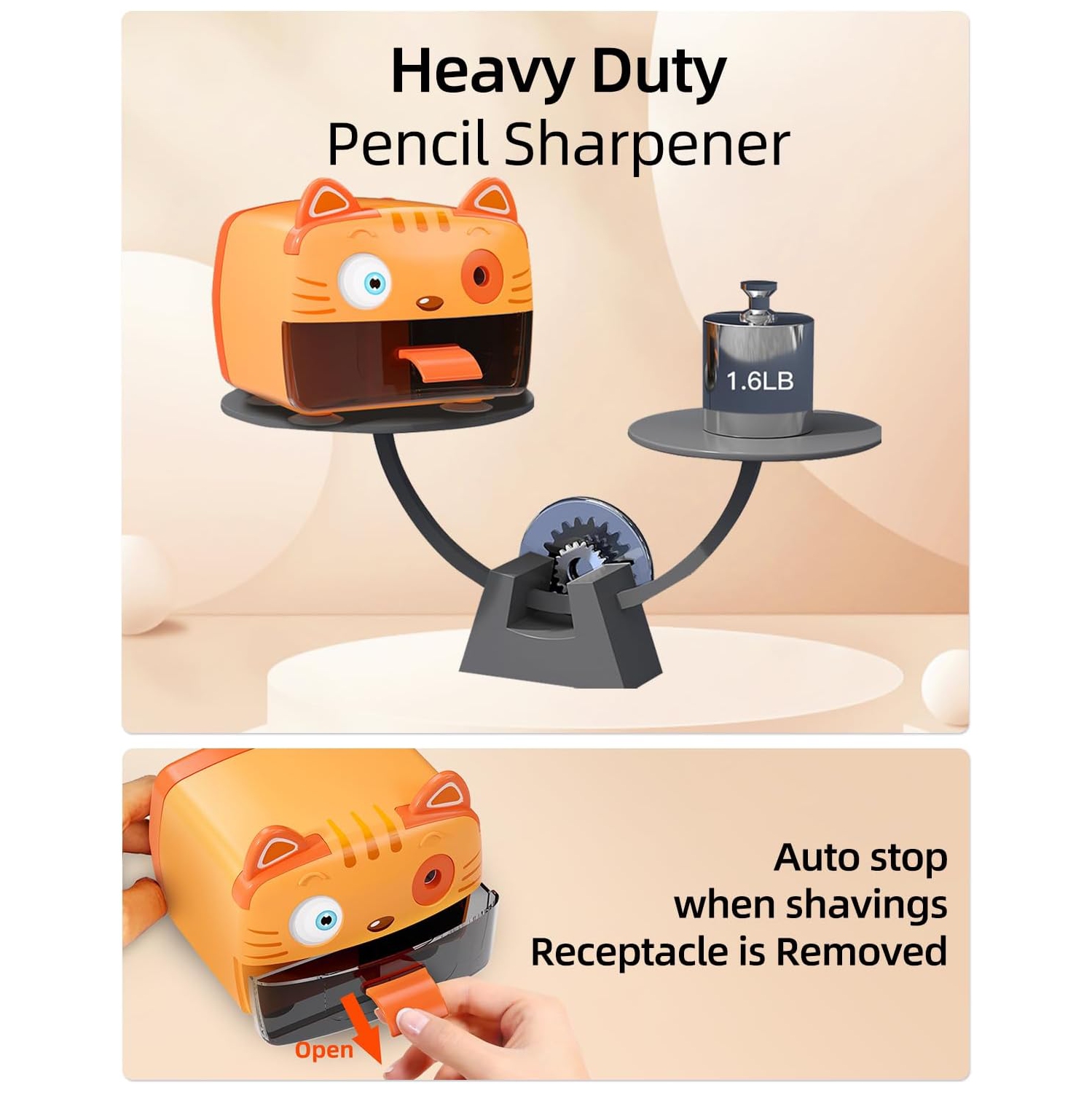 Classroom pencil sharpener, cute plug-in children's pencil sharpener, automatic stop pencil sharpener